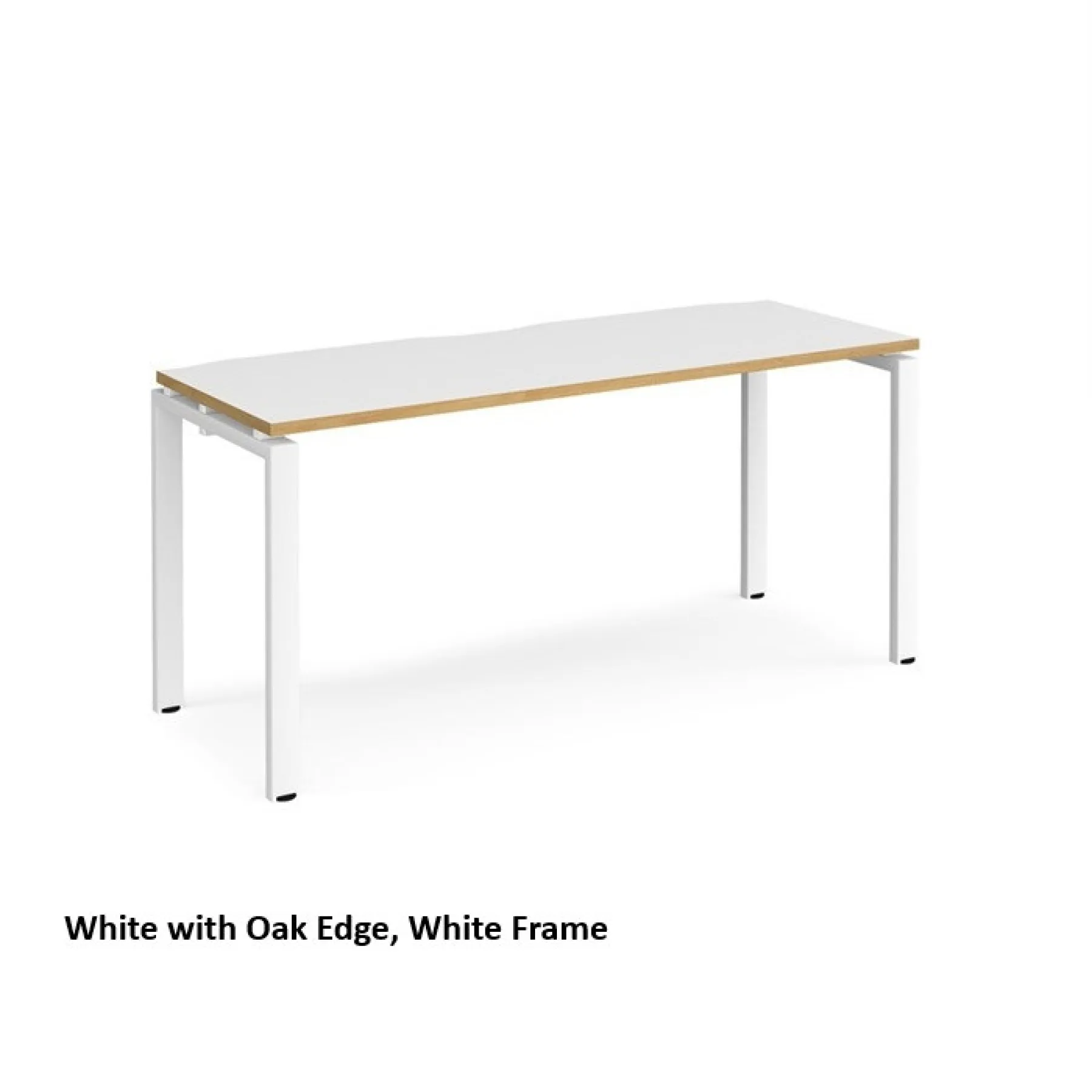 Dams adapt single desk shallow version e166 white with oak edge
