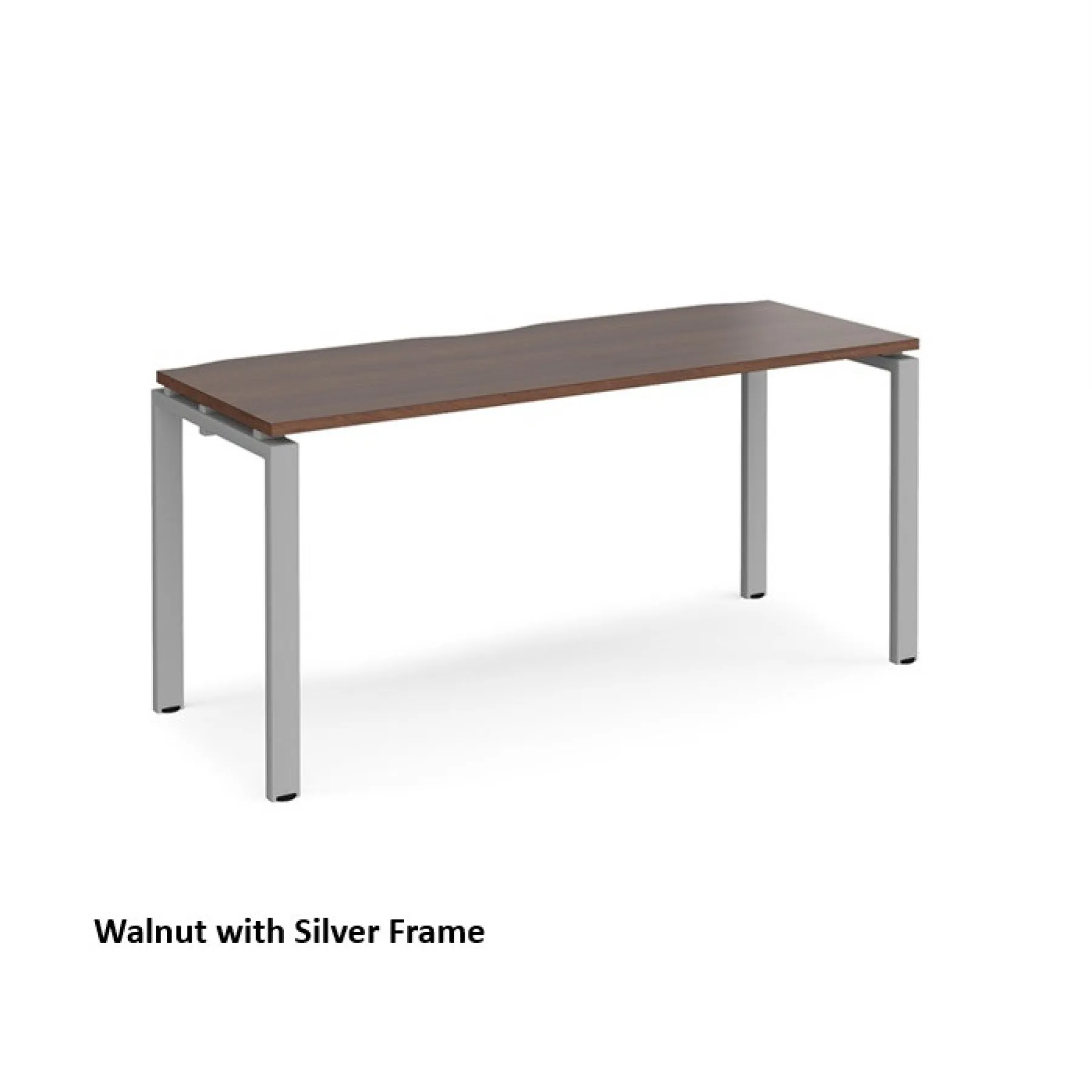 Dams adapt single desk shallow version e166 walnut with silver frame