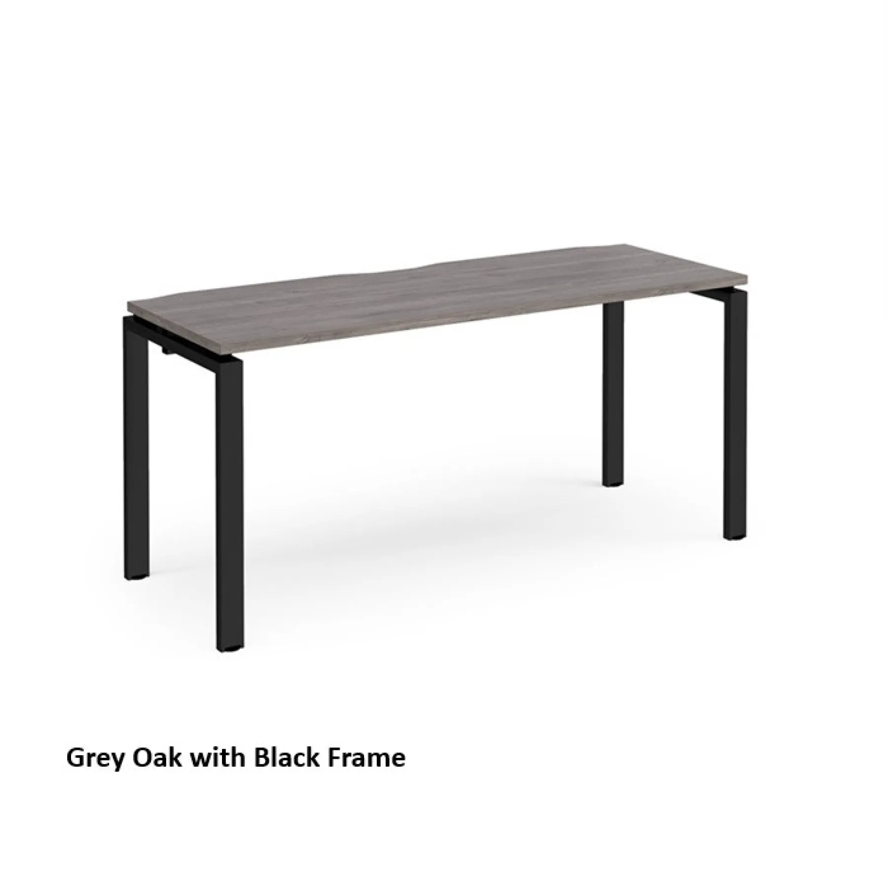 Dams adapt single desk shallow version e166 grey oak with black frame