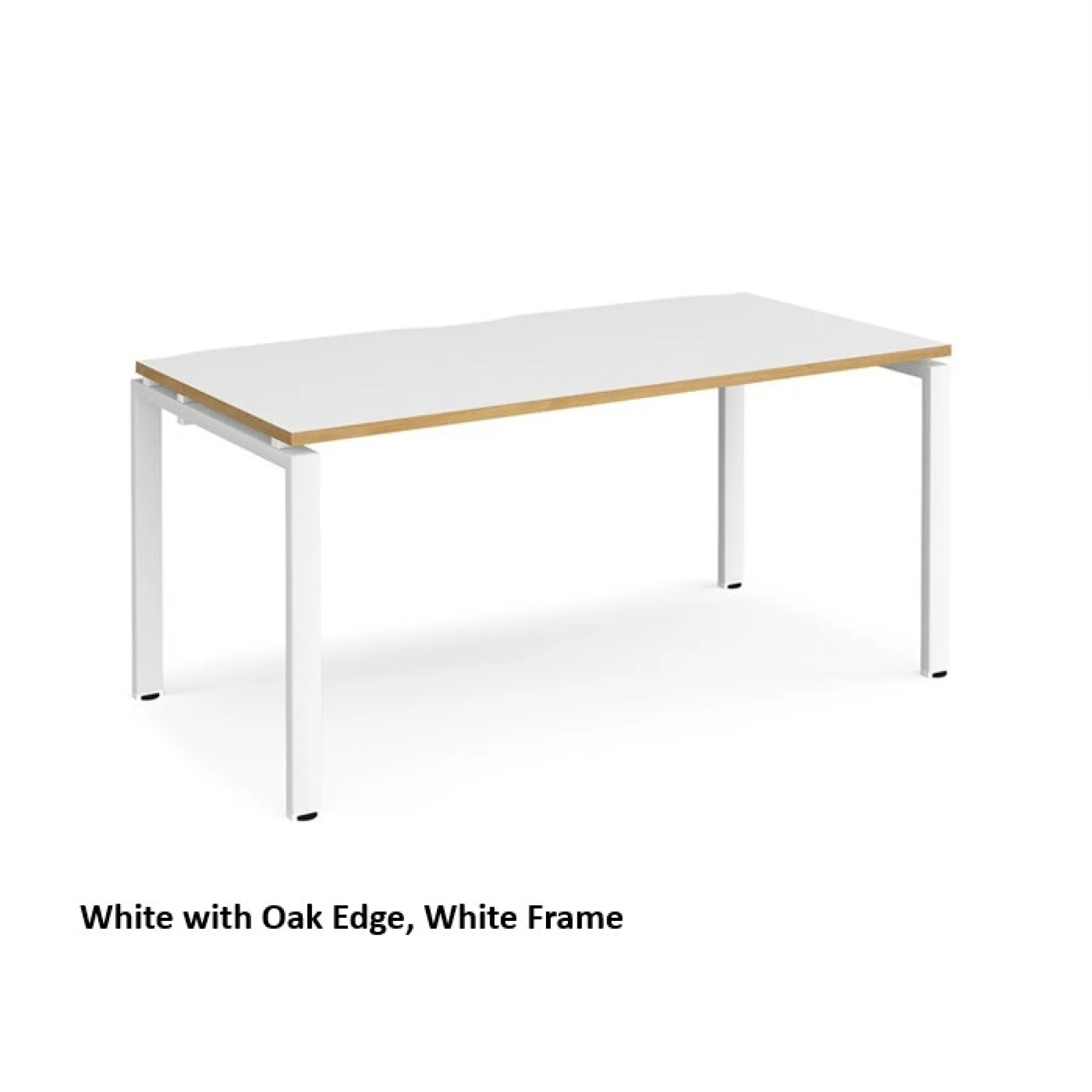 Dams adapt single desk shallow version e168 white with oak edge with white frame