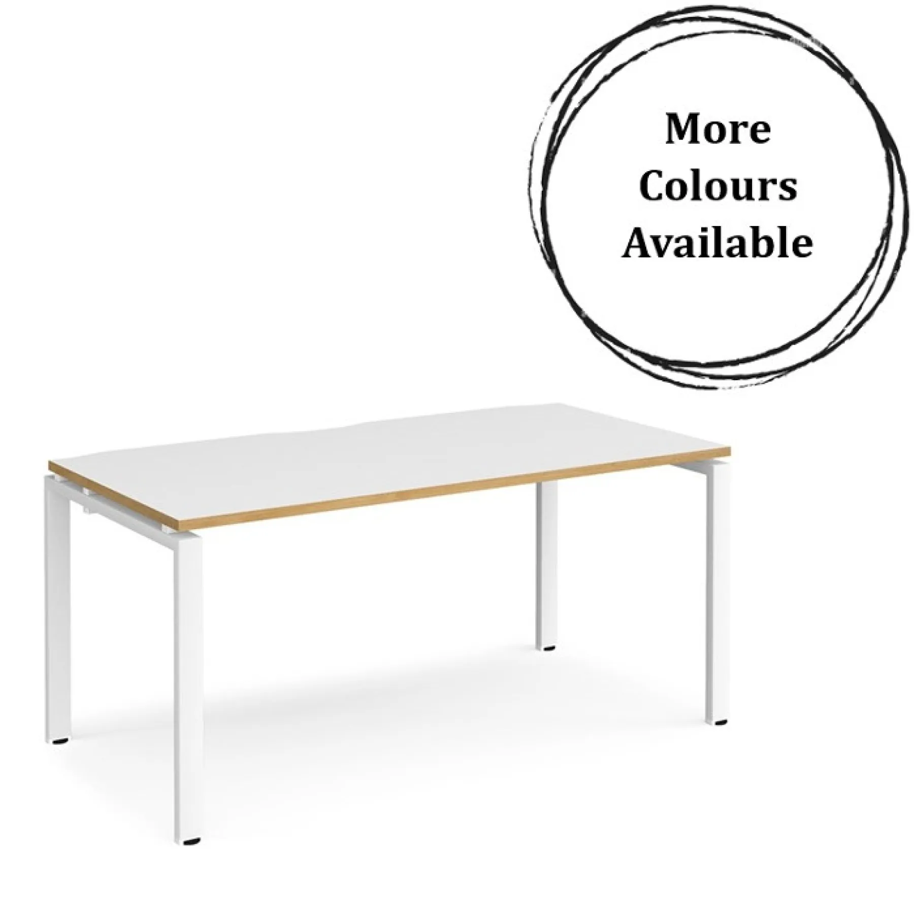 Dams adapt single desk shallow version e168 white with oak edge with white frame mc