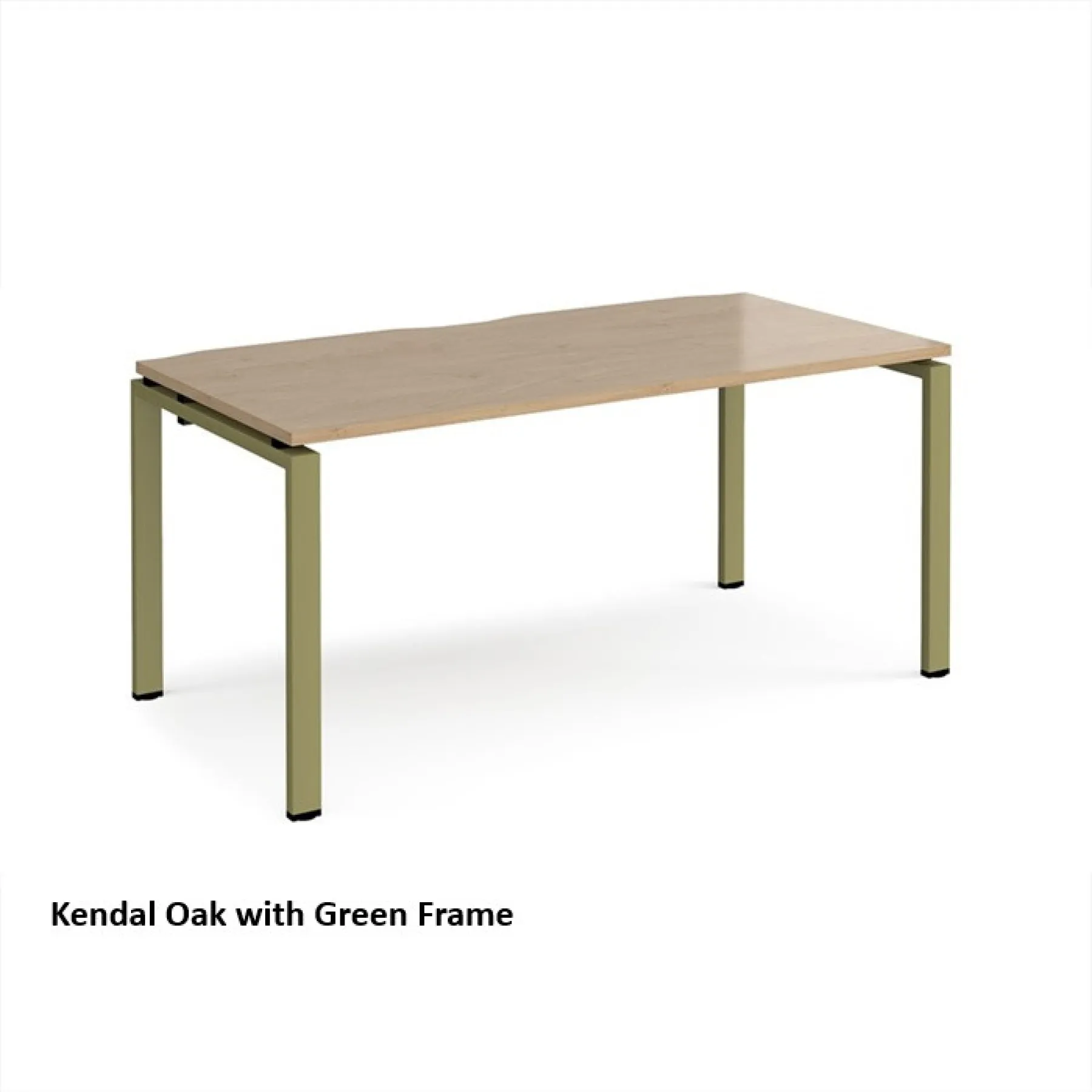 Dams adapt single desk shallow version e168 kendal oak with green frame