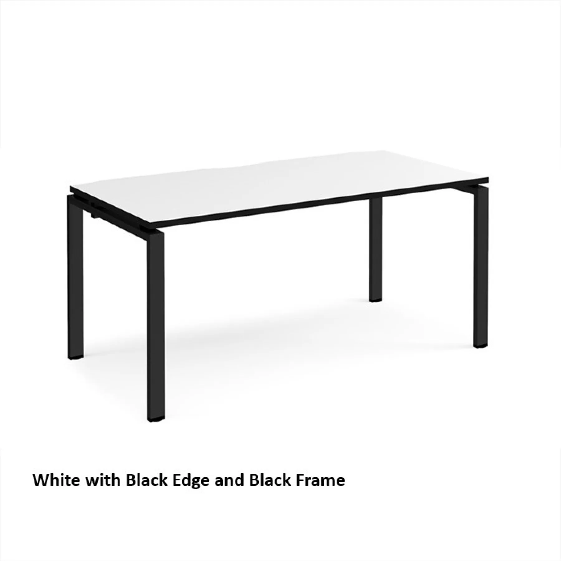 Dams adapt single desk shallow version e168 white with black edge and black frame