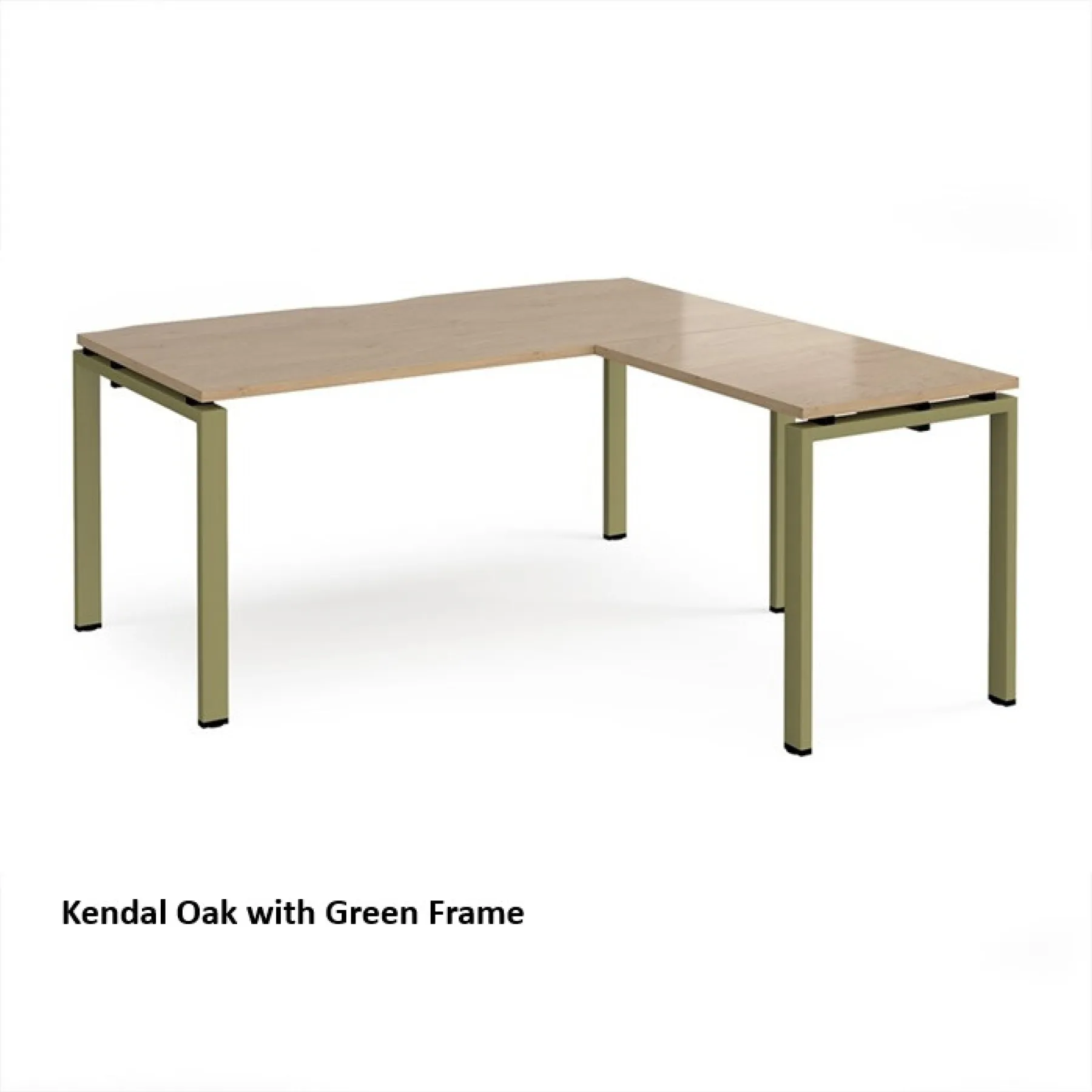 Dams adapt single desk with return er1688 kendal oak with green frame
