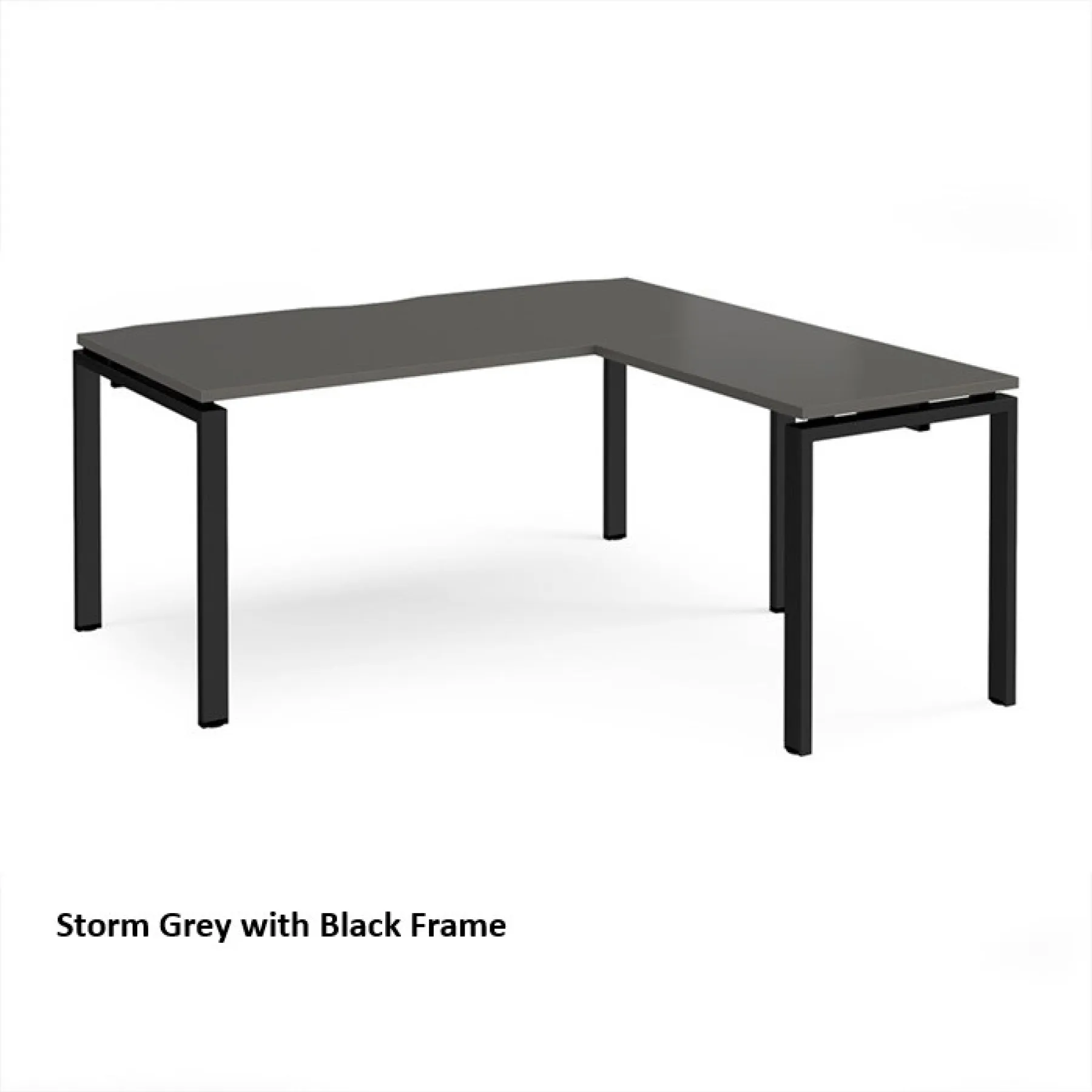 Dams adapt single desk with return er1688 storm grey black frame