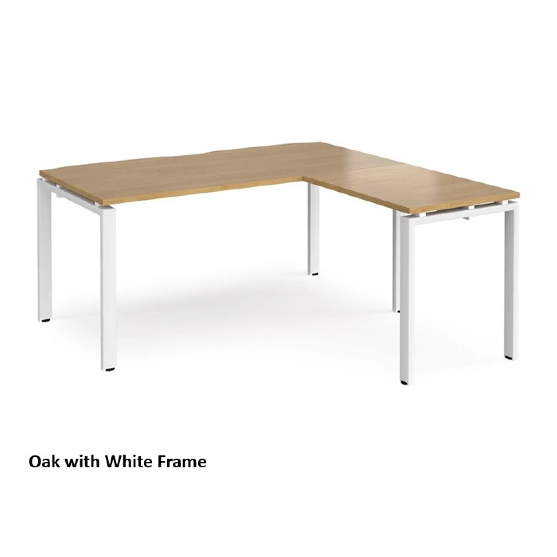 Dams adapt single desk with return er1688 oak white frame