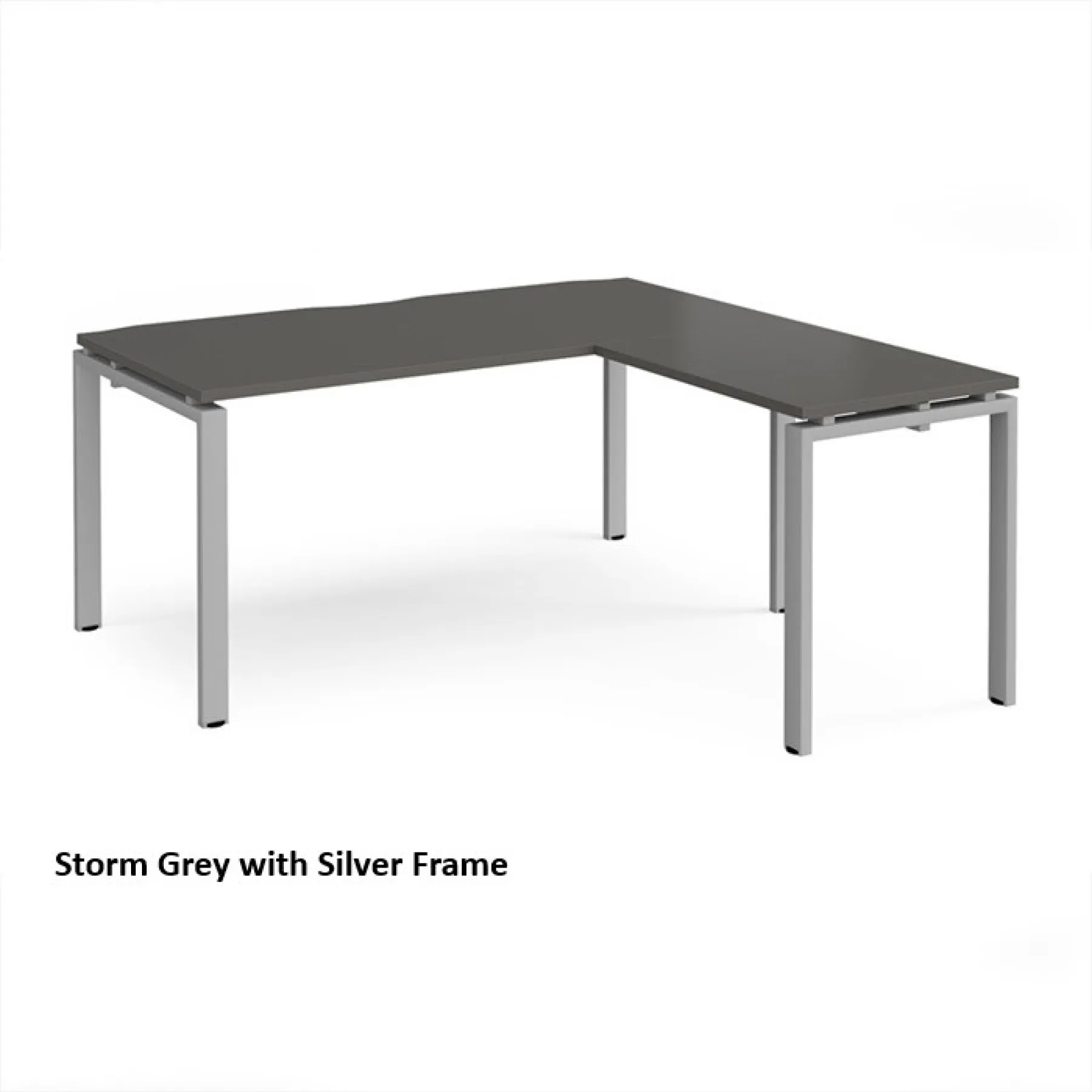 Dams adapt single desk with return er1688 storm grey silver frame