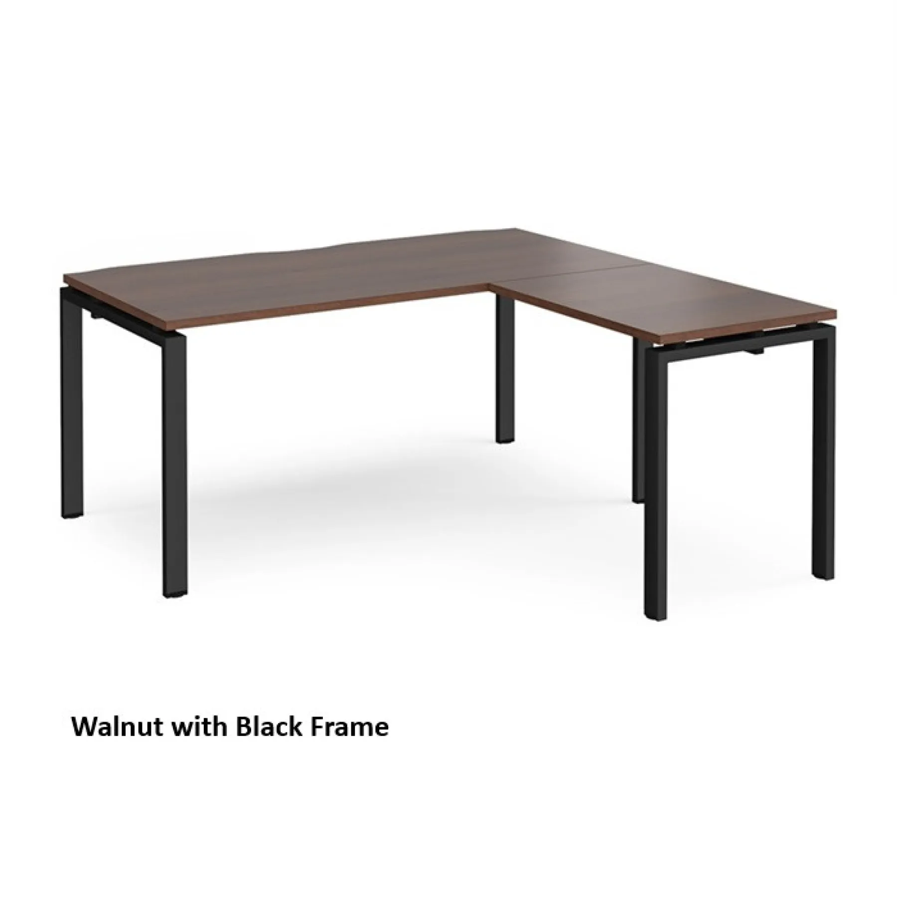 Dams adapt single desk with return er1688 walnut with black frame