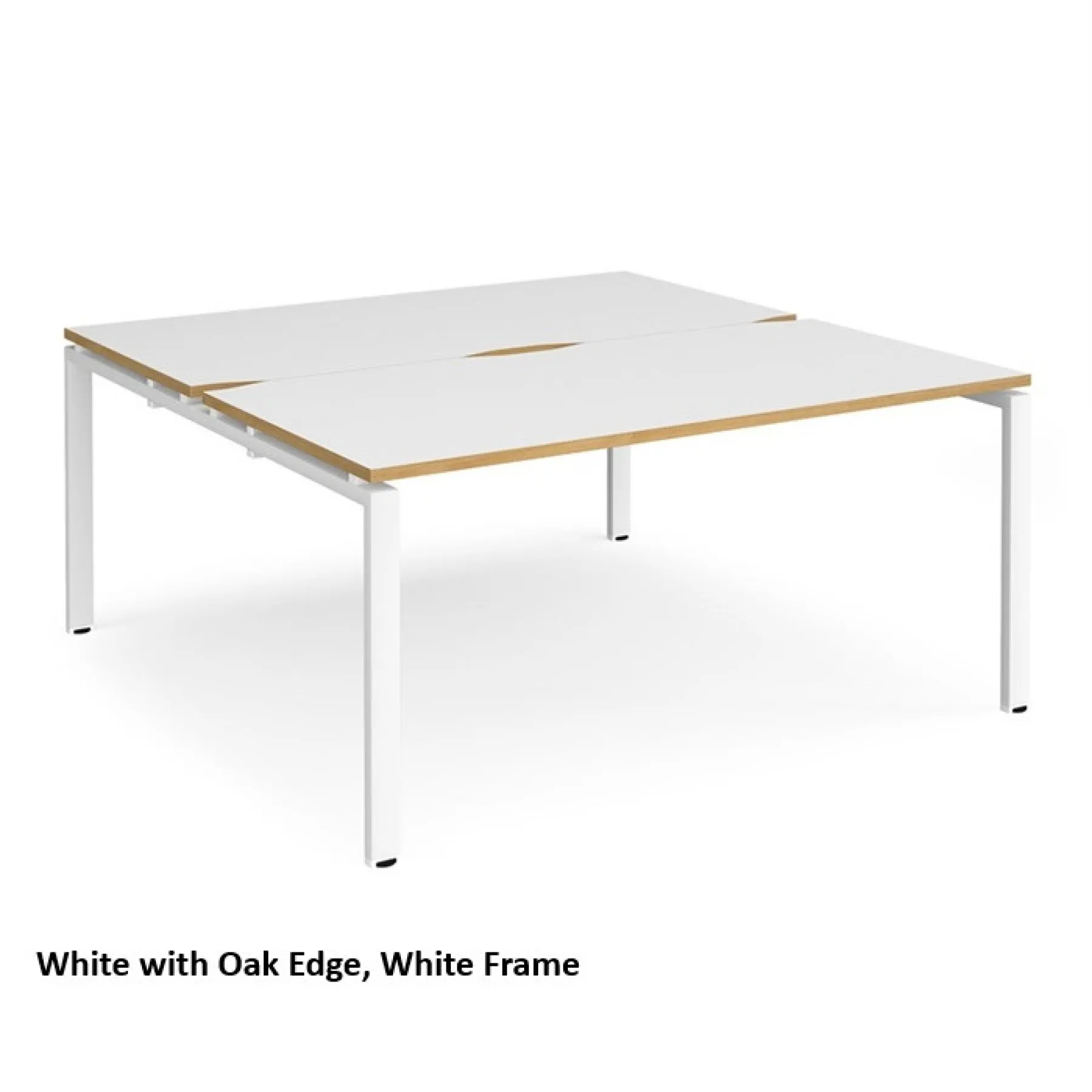 Dams adapt back to back bench desks white with oak edge white frame e1616