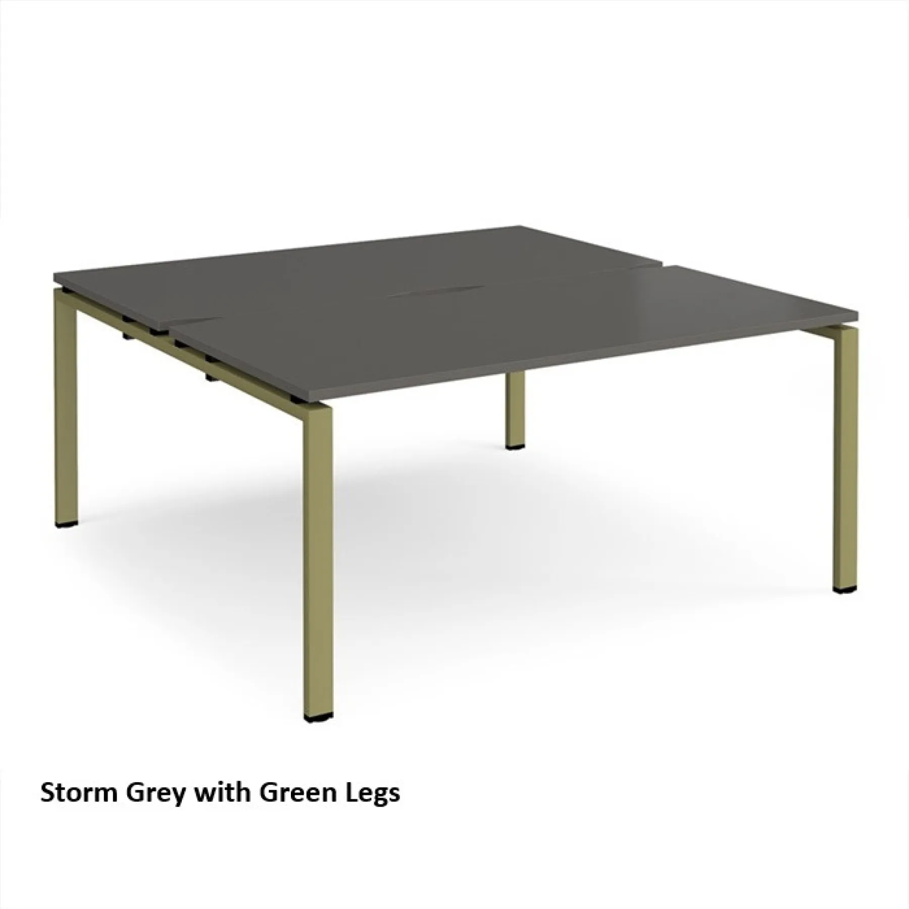 Dams adapt back to back bench desks storm grey with green frame e1616