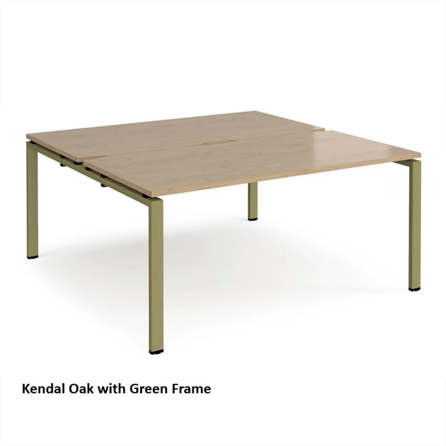 Dams adapt back to back bench desks kendal oak with green frame e1616