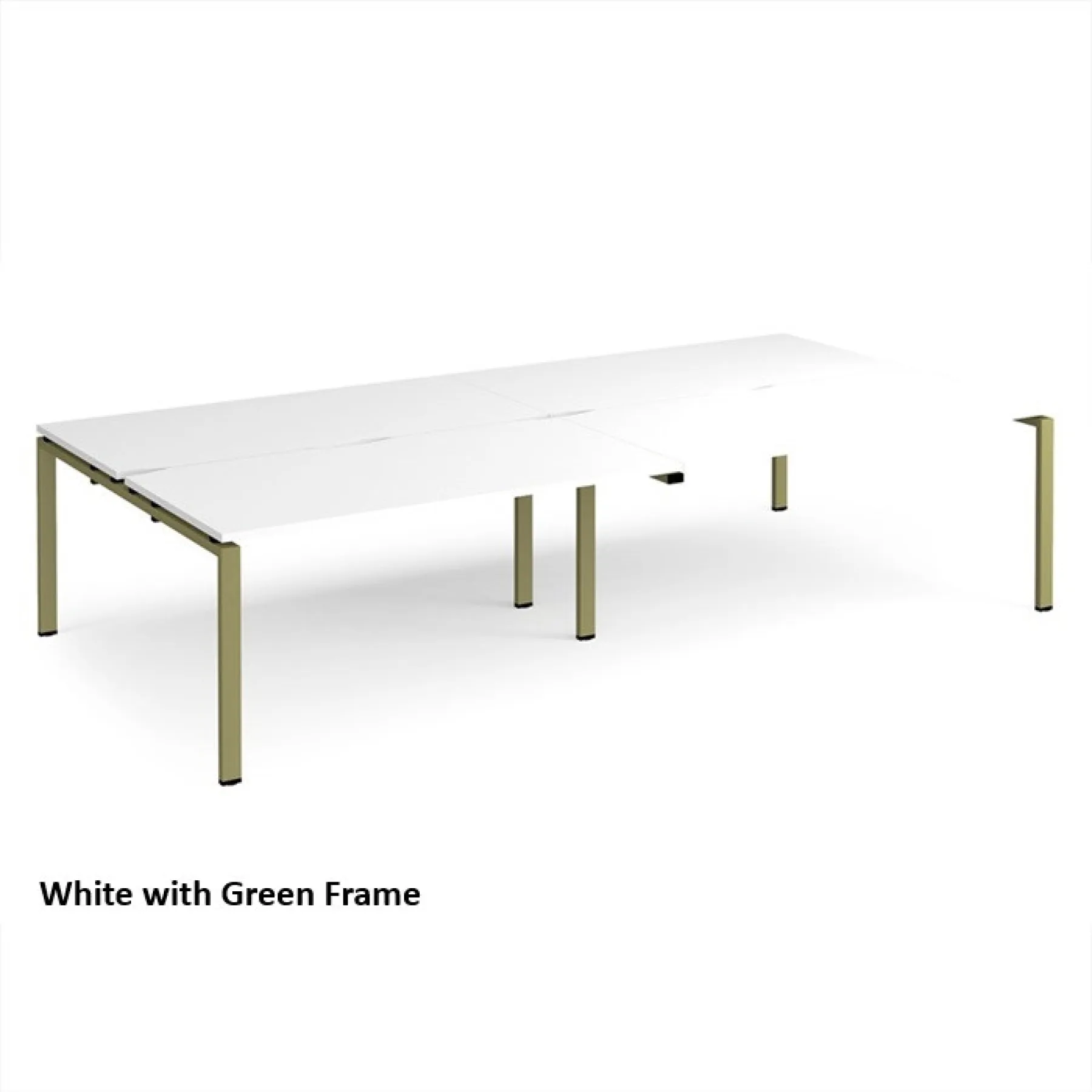 Dams adapt back to back 4 bench desks white green frame e3216 mc