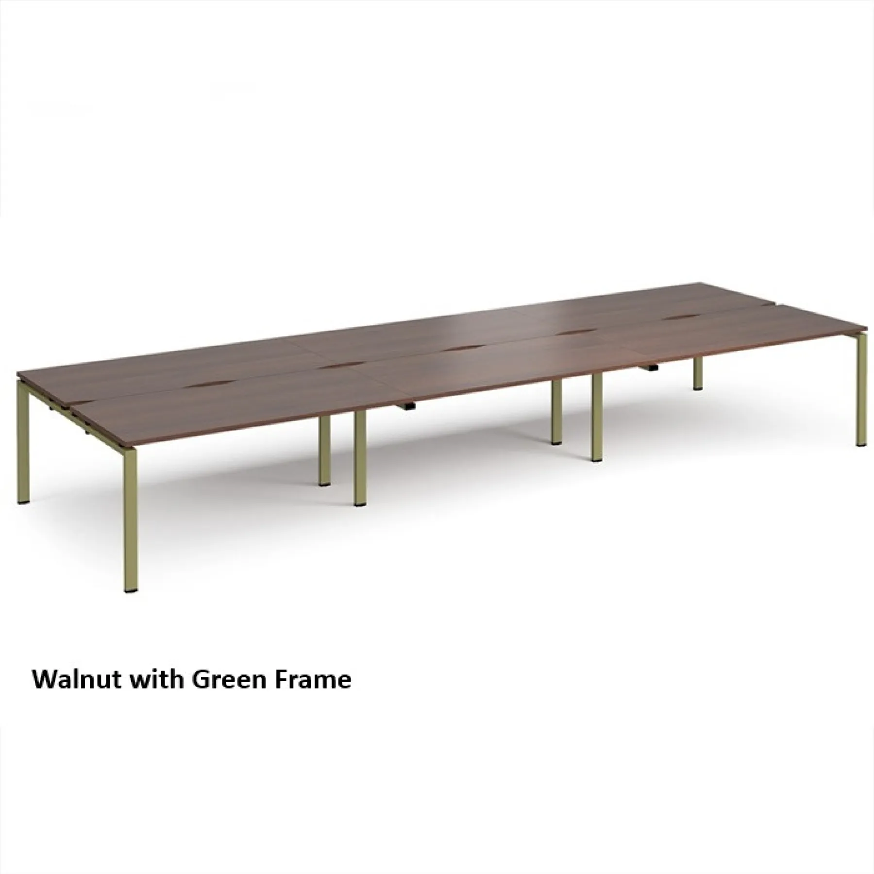 Dams adapt back to back 6 bench desks walnut green frame e4816 mc