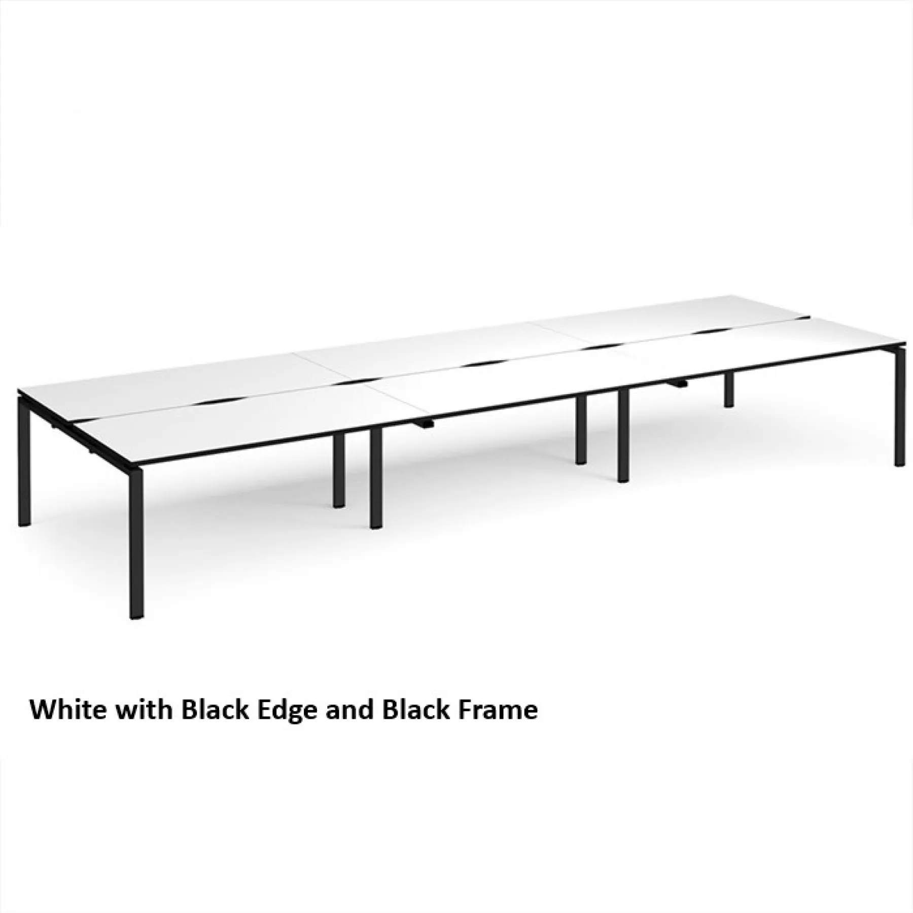 Dams adapt back to back 6 bench desks white black edge black frame e4816