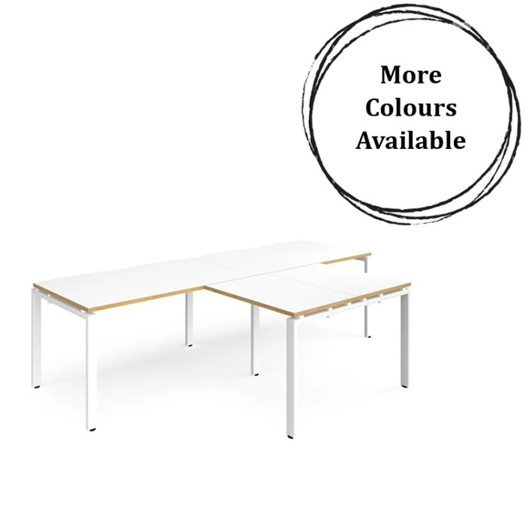 Dams adapt straight desks with returns er2888 white with oak edge white frame mc