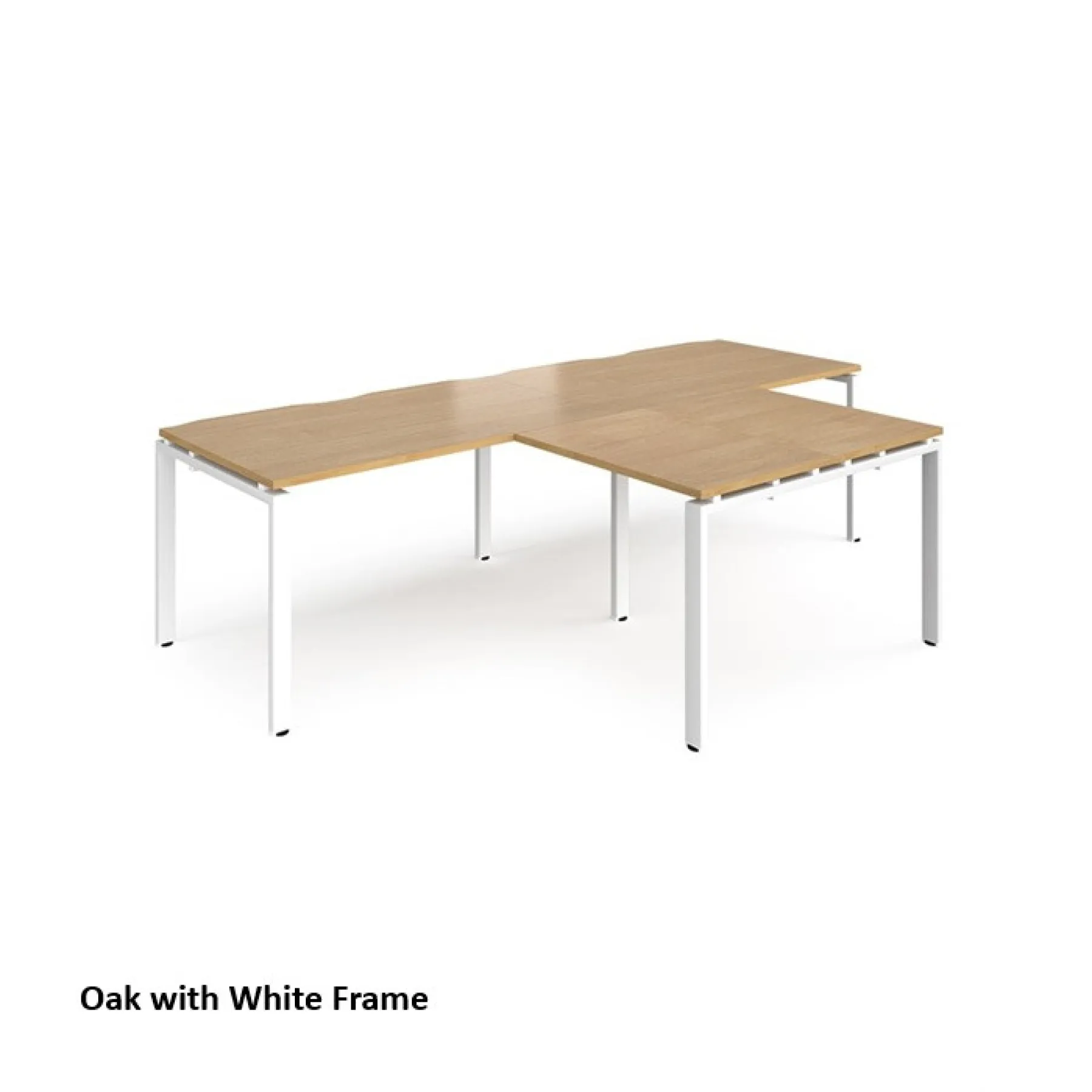 Dams adapt straight desks with returns er2888 oak white frame