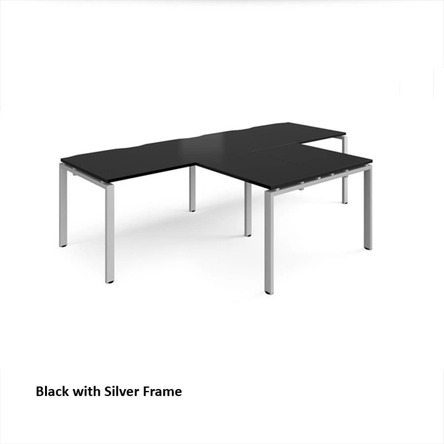 Dams adapt straight desks with returns er2888 black silver frame
