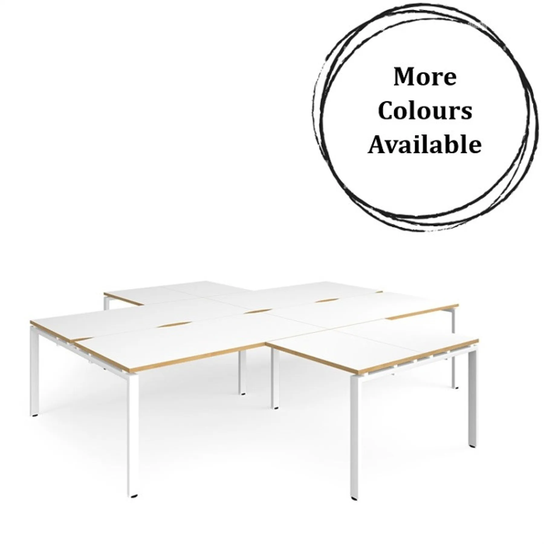 Dams adapt four desk clusters er32168 white top with oak edge mc