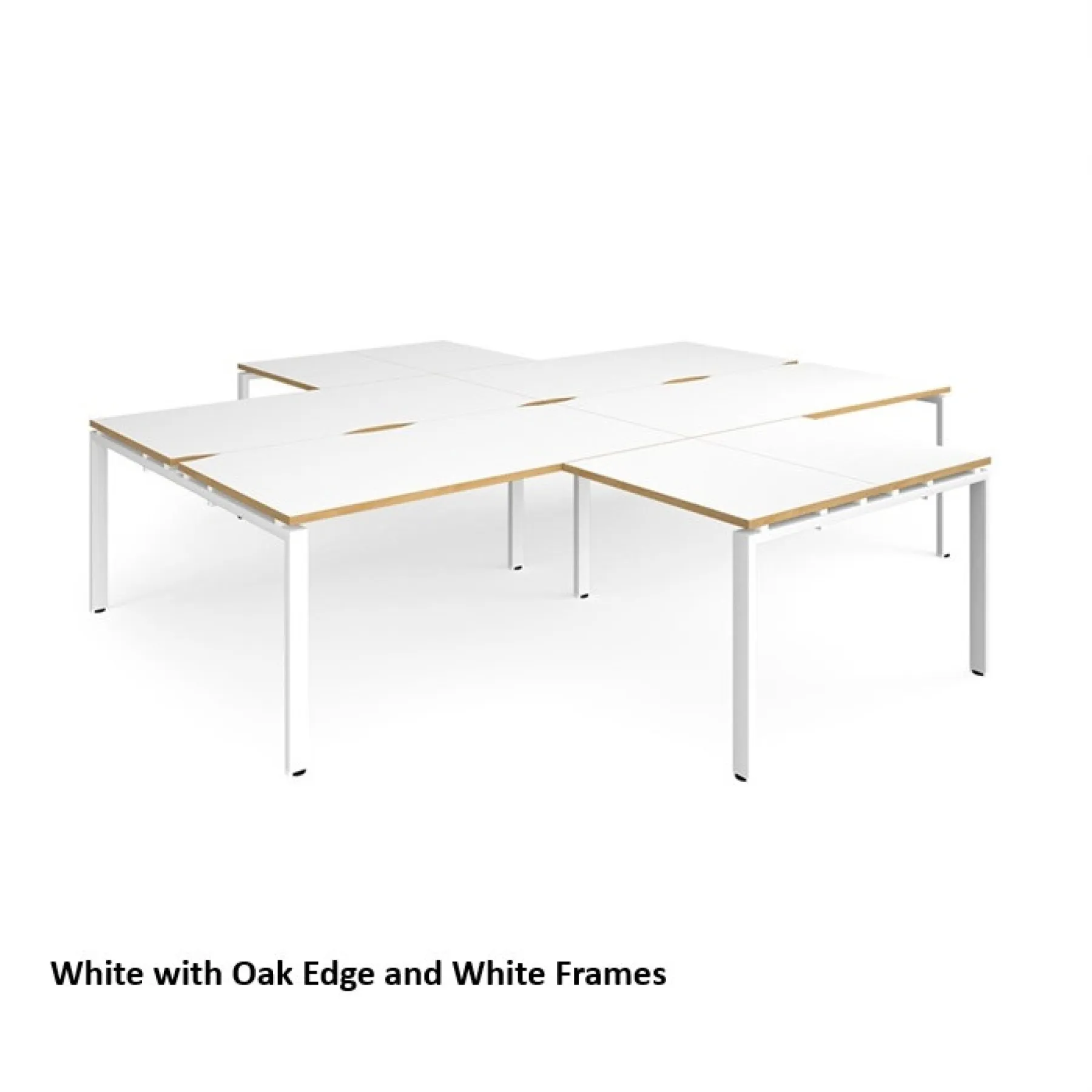 Dams adapt four desk clusters er32168 white top with oak edge