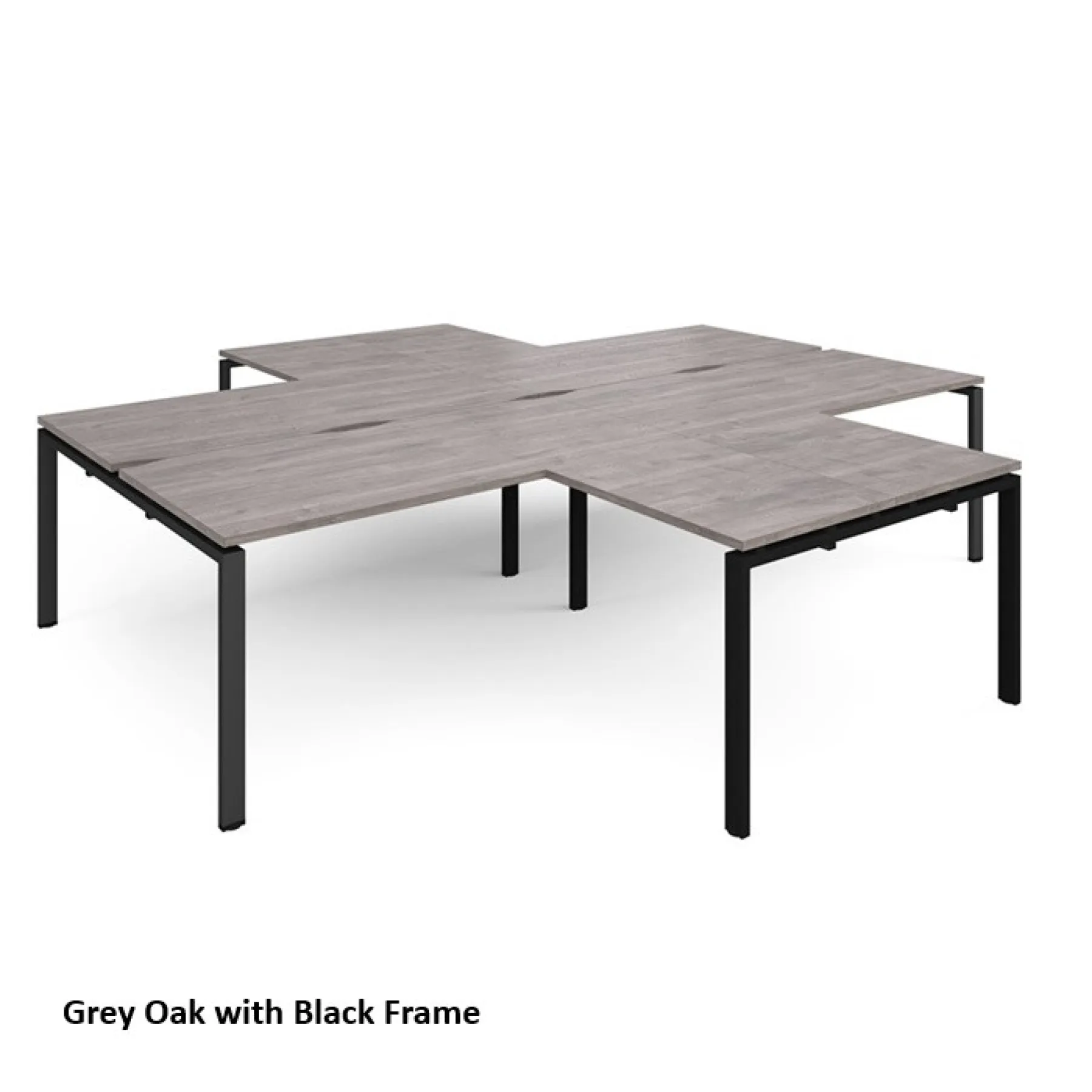 Dams adapt four desk clusters er32168 grey oak top with black frame