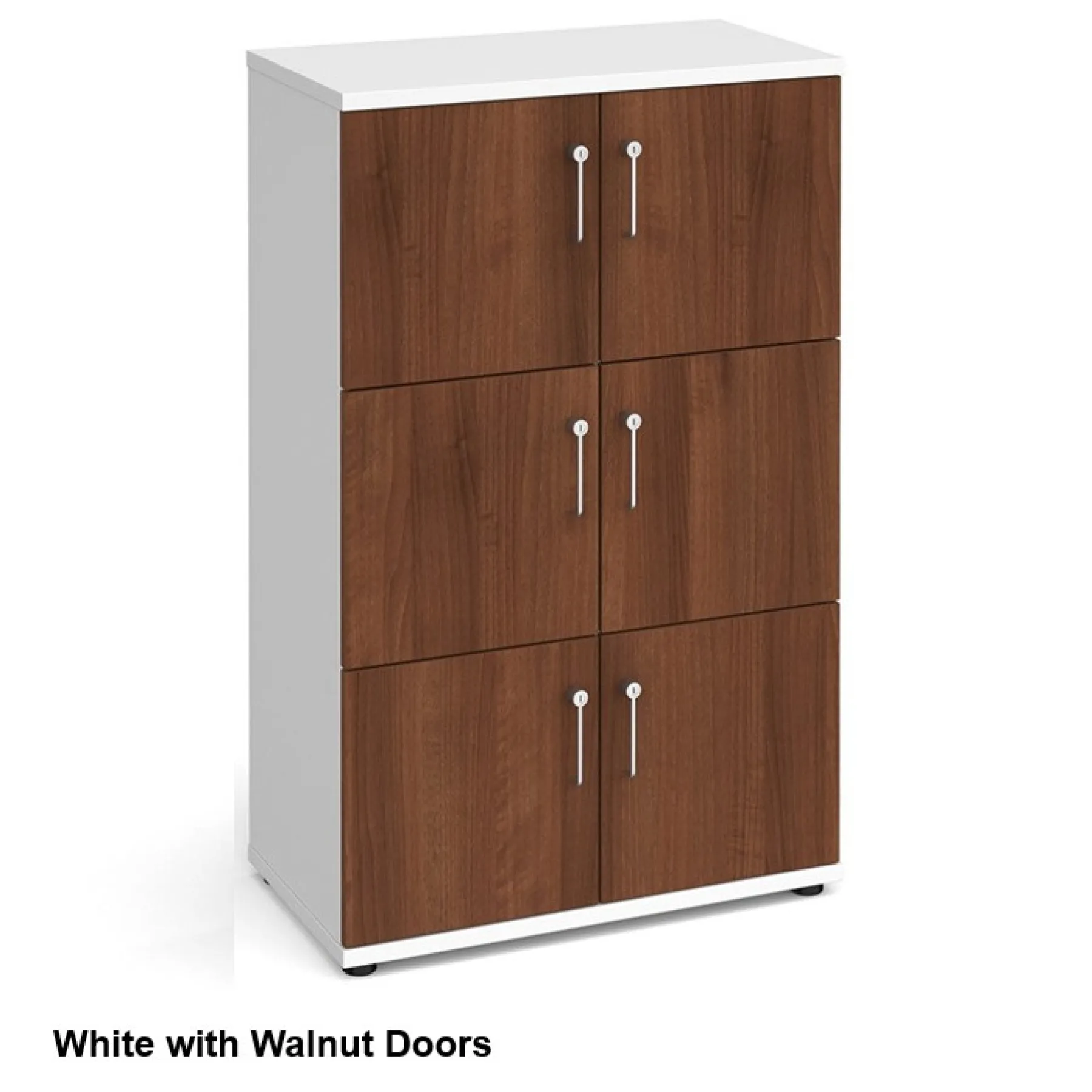 6 door wooden lockers lck6d white walnut