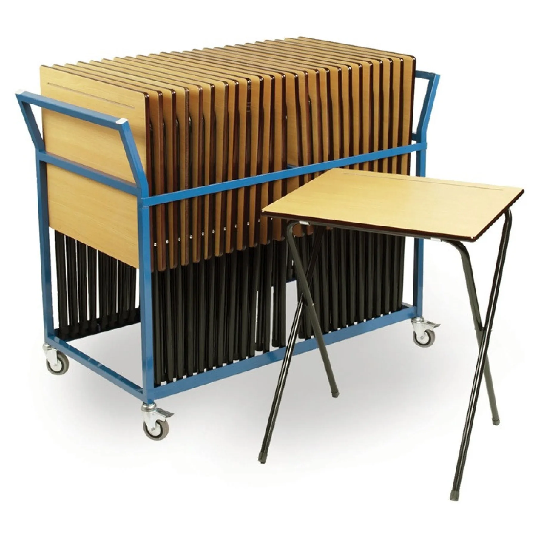 Monarch exam desks pack of 25 with trolley desk