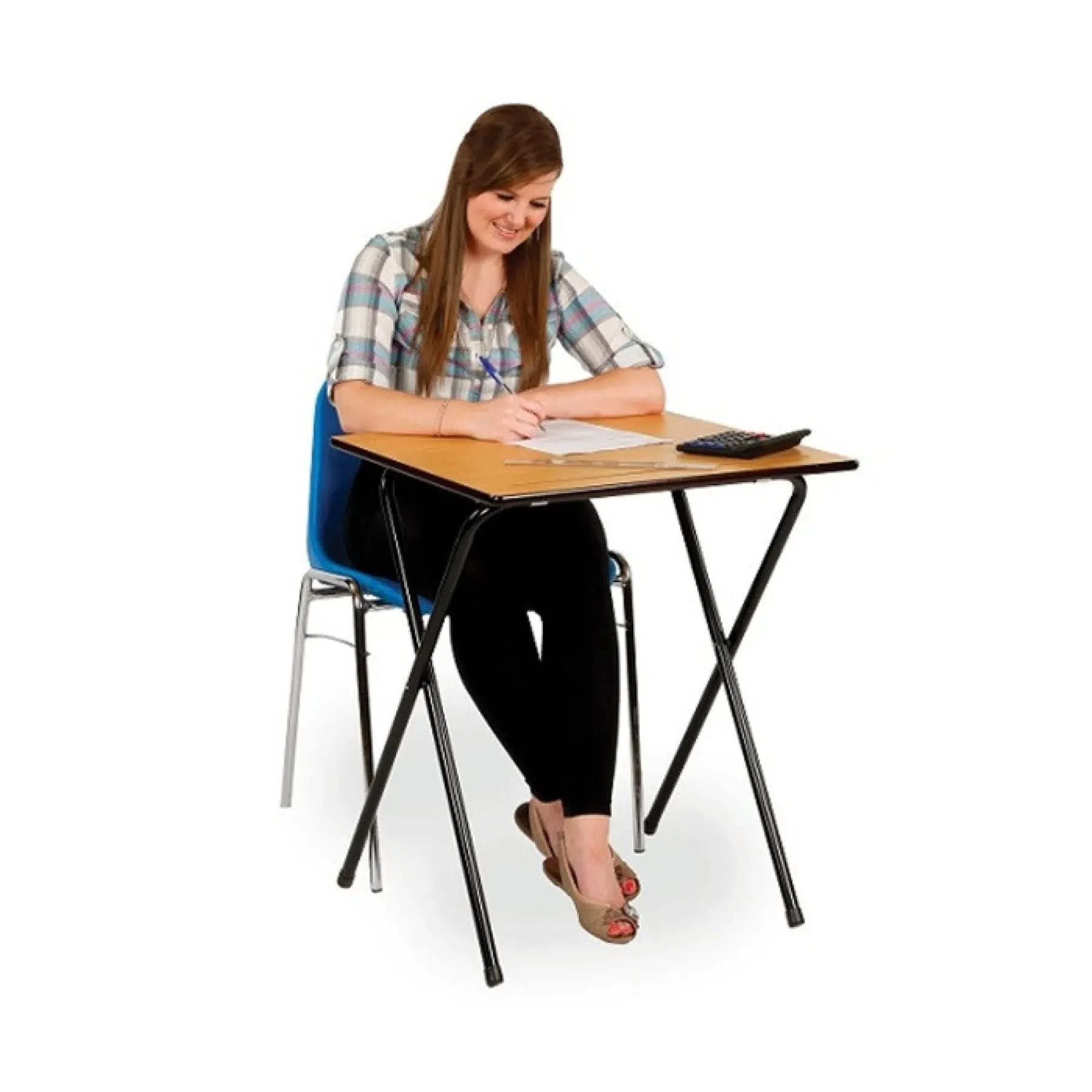 Monarch exam desks pack of 25 with trolley open desk