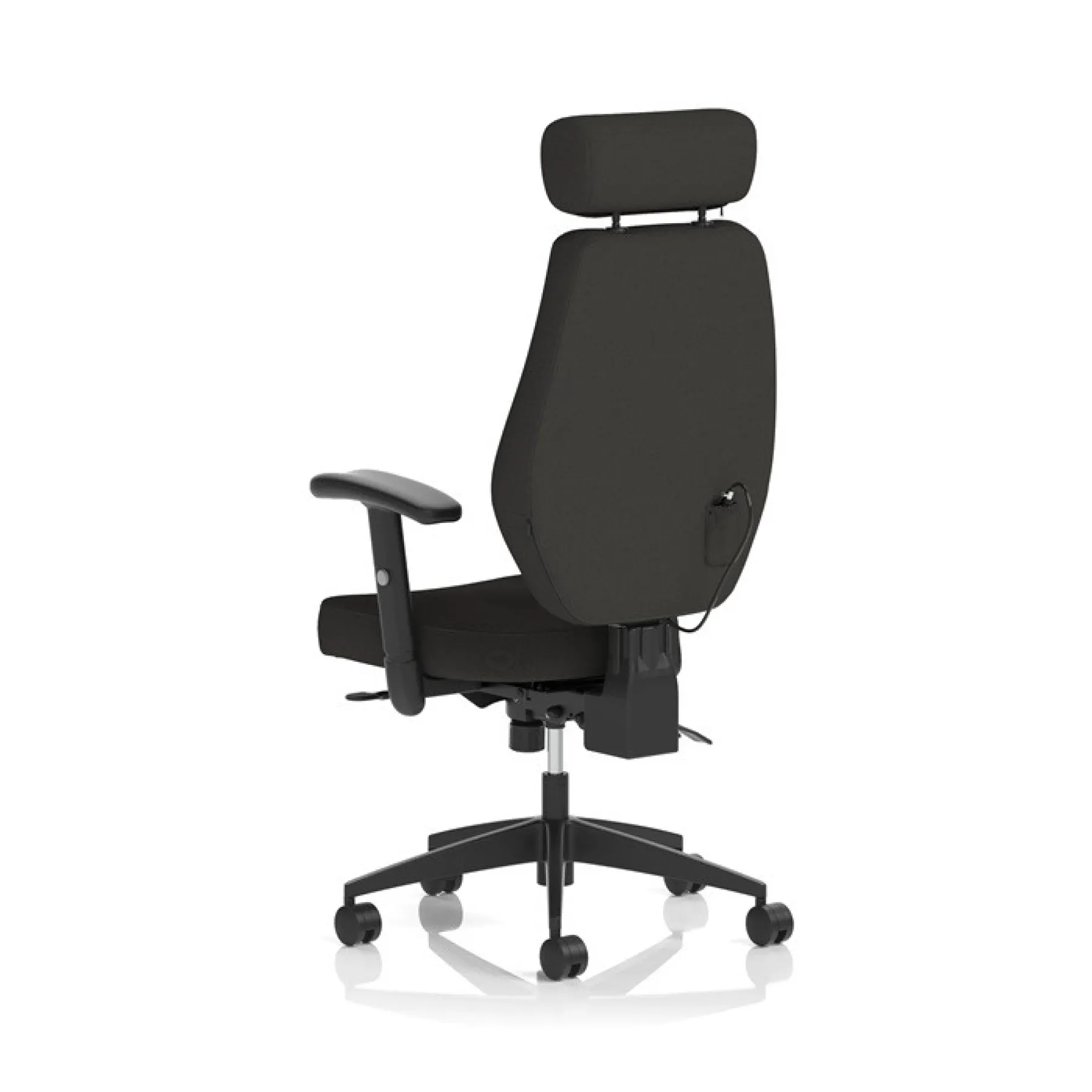 Nexus high back executive office chair with headrest black fabric rear angle