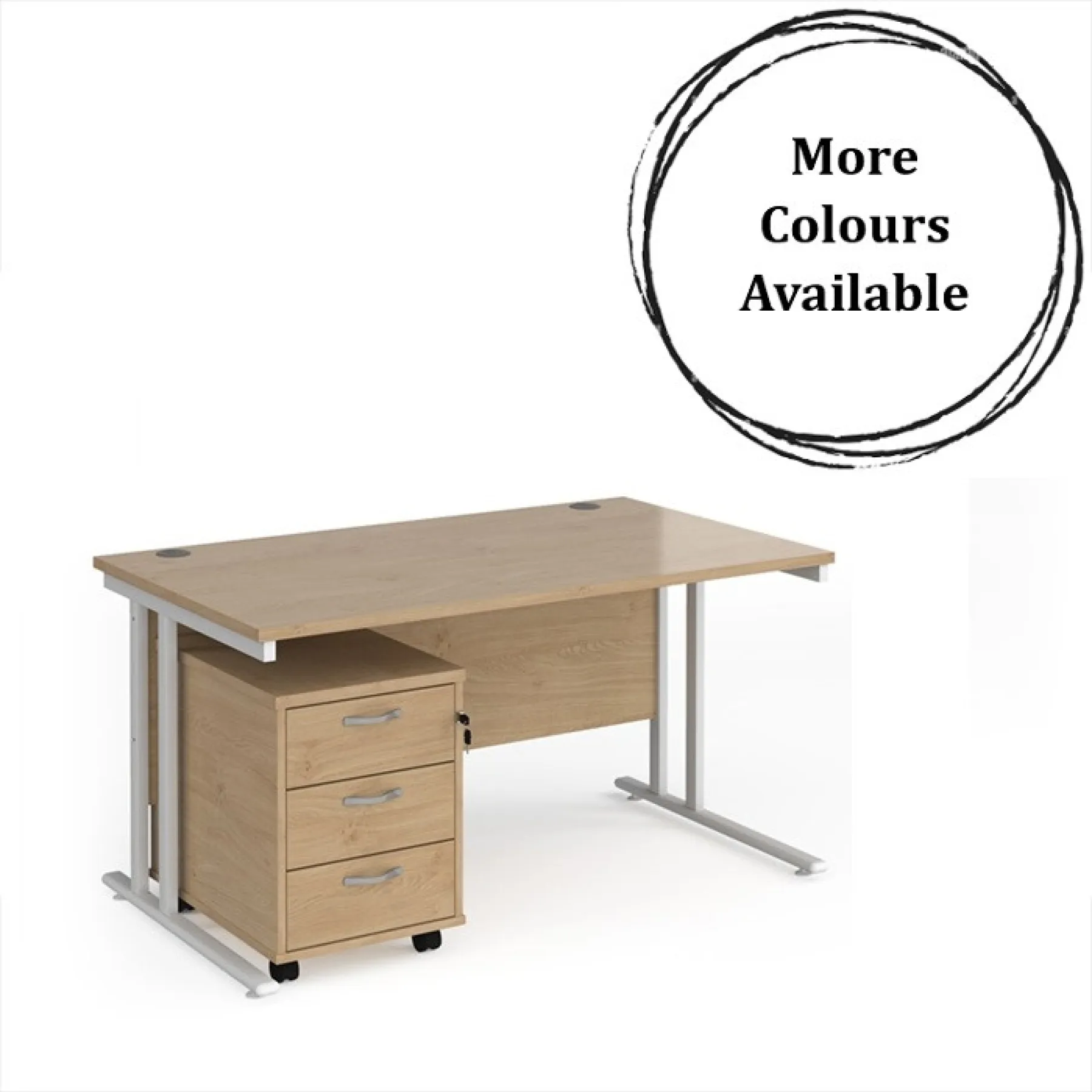 Dams straight desk with mobile 3 drawer pedestal bundle