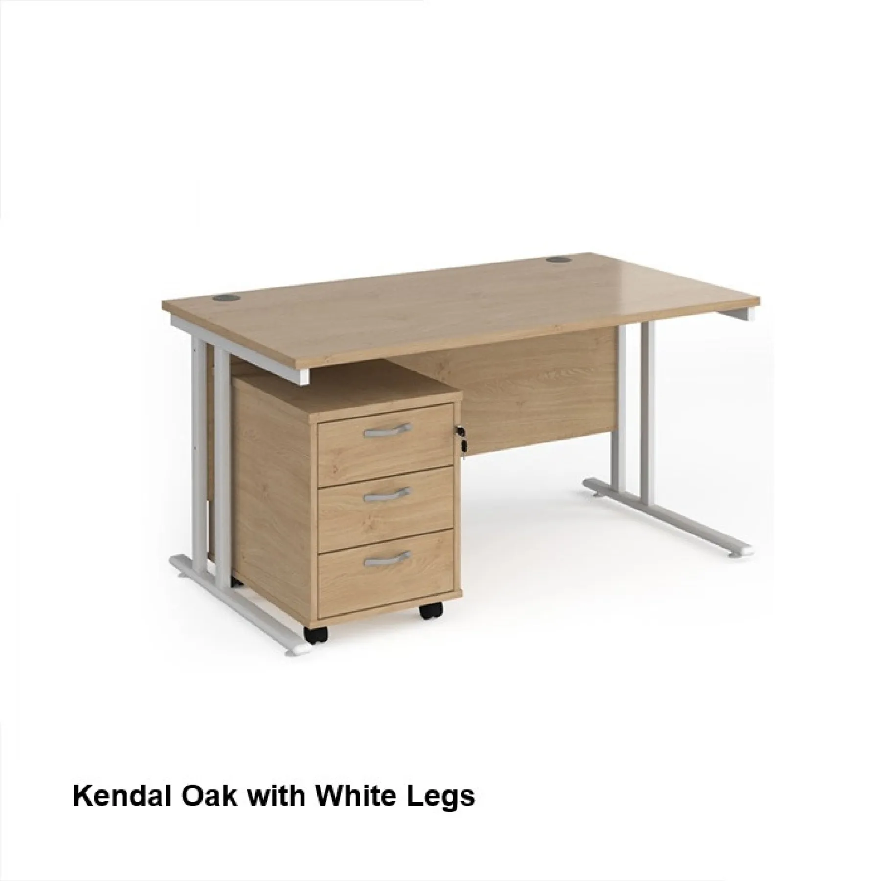 Dams straight desk with mobile 3 drawer pedestal bundle kendal oak