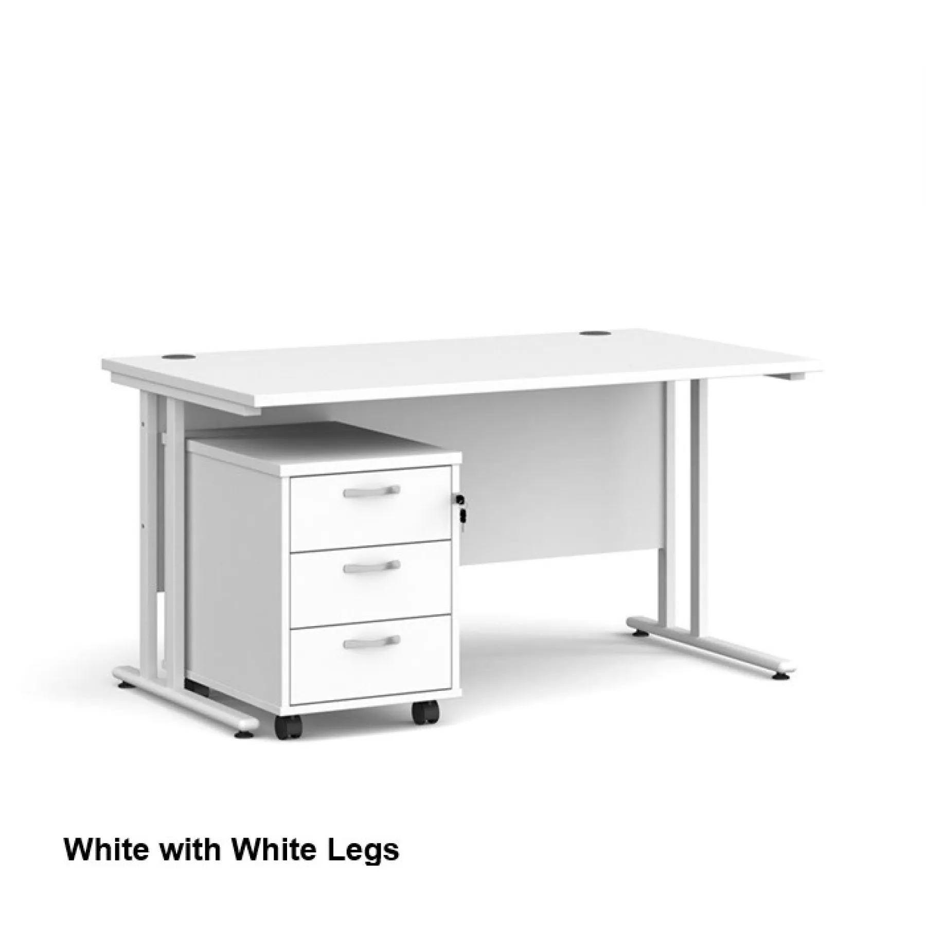 Dams straight desk with mobile 3 drawer pedestal bundle white
