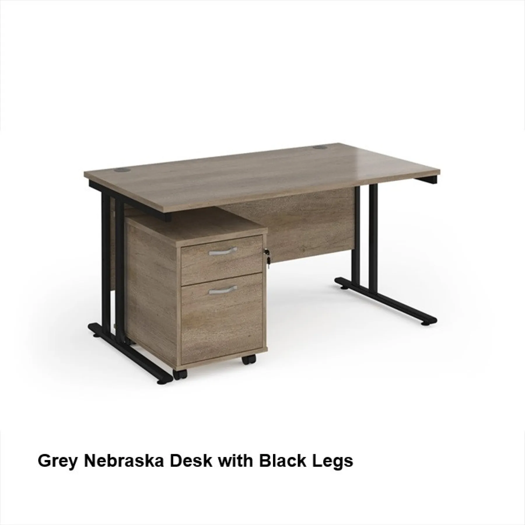 Dams straight desk with mobile 2 drawer pedestal bundle grey nebraska black legs