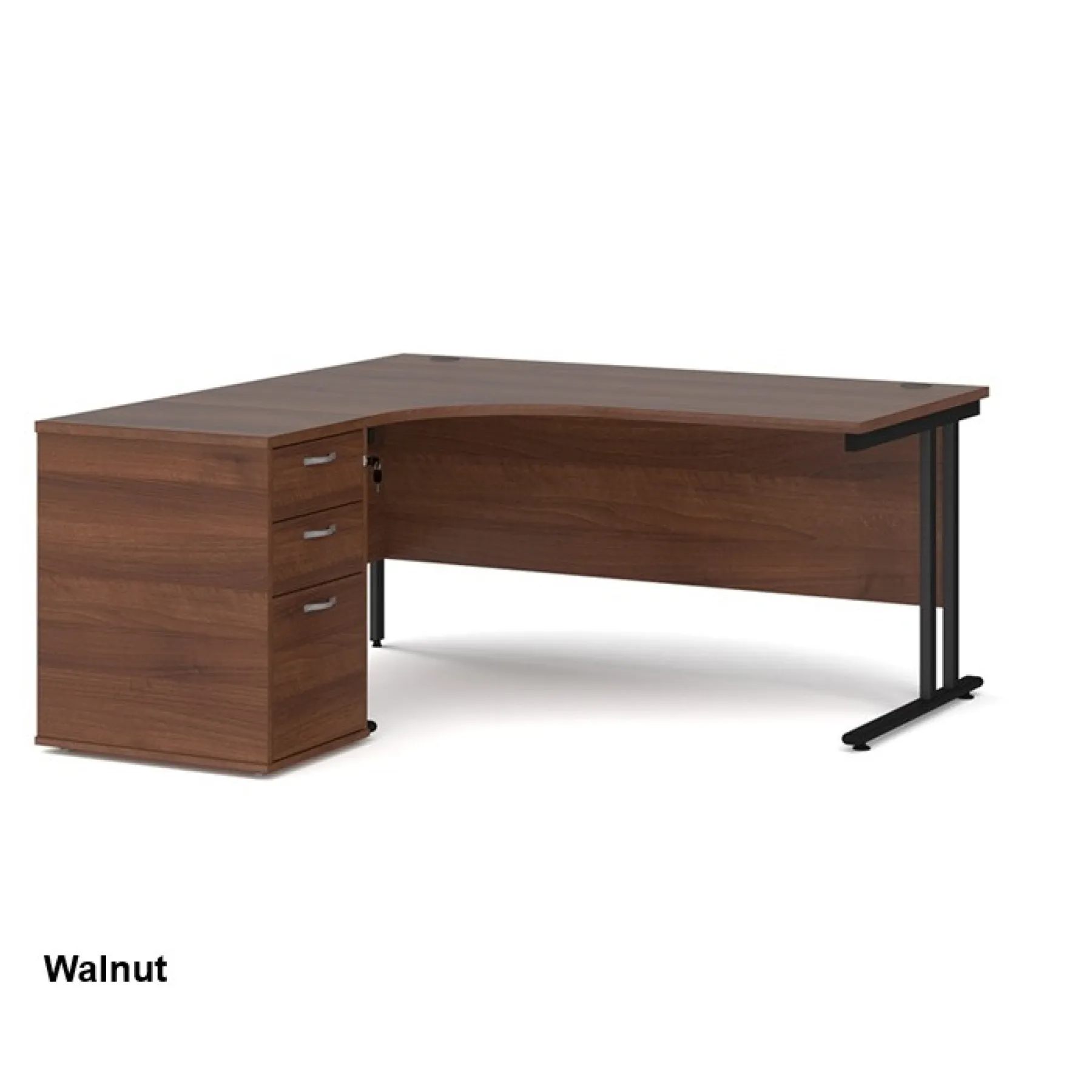 Dams walnut office desk 3 drawer pedestal