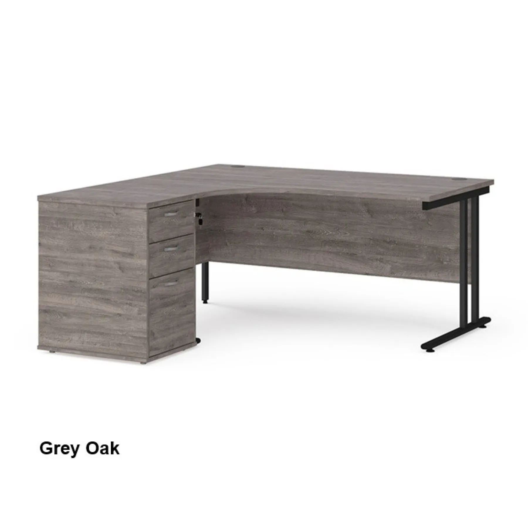 Dams corner desk left hand pedestal grey oak
