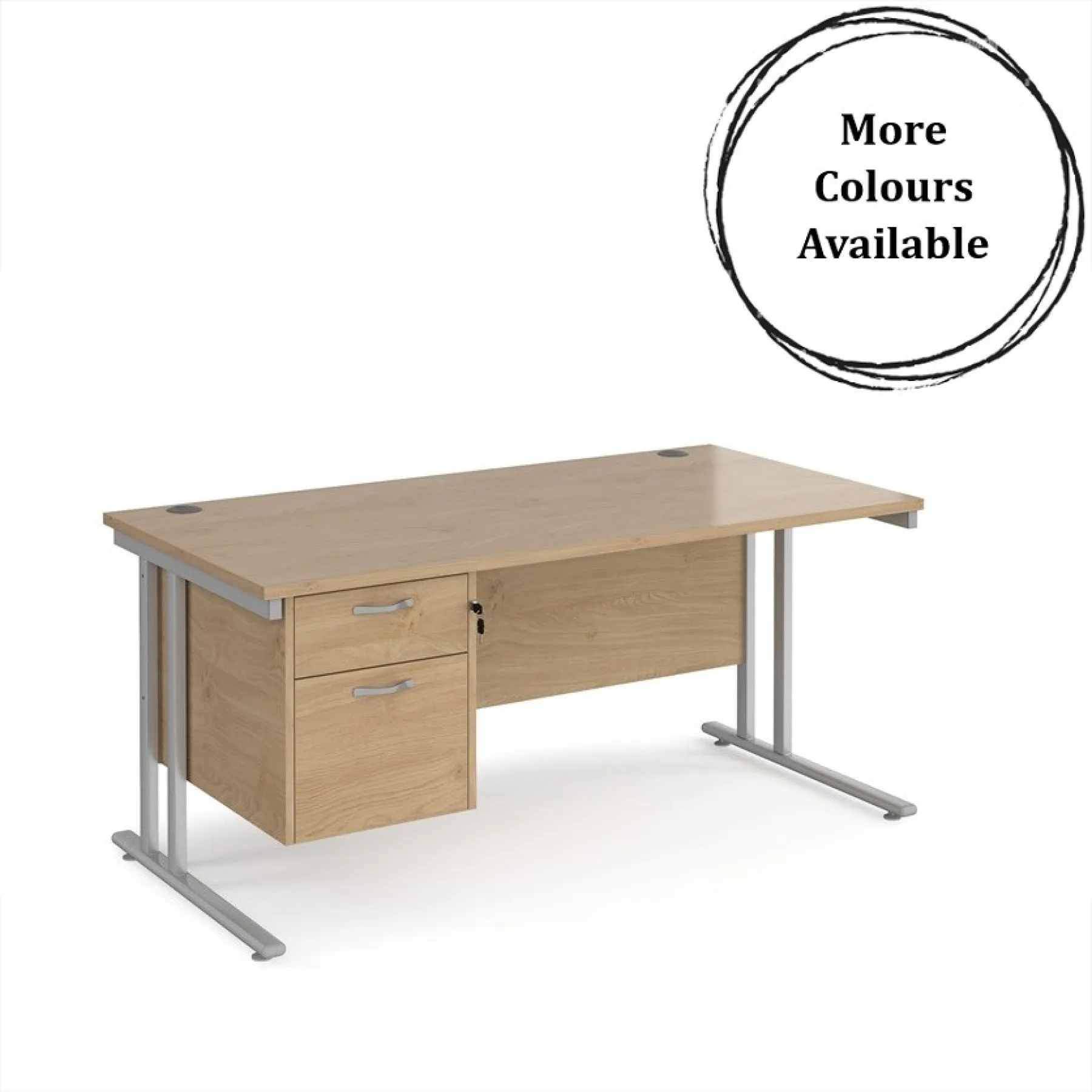 Dams straight desk with fixed pedestal kendal oak more colours