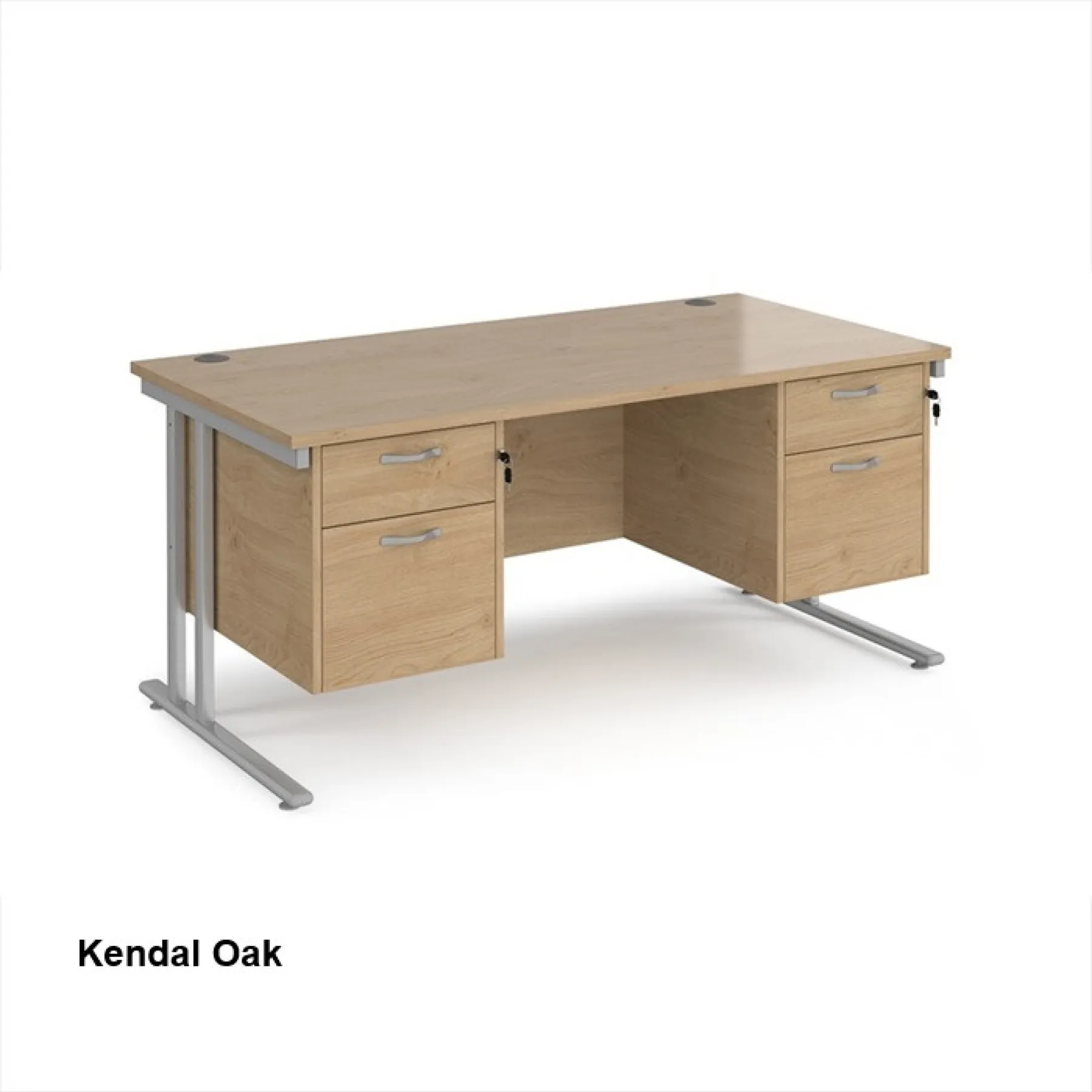 Dams straight desk with fixed two 2 drawer pedestals