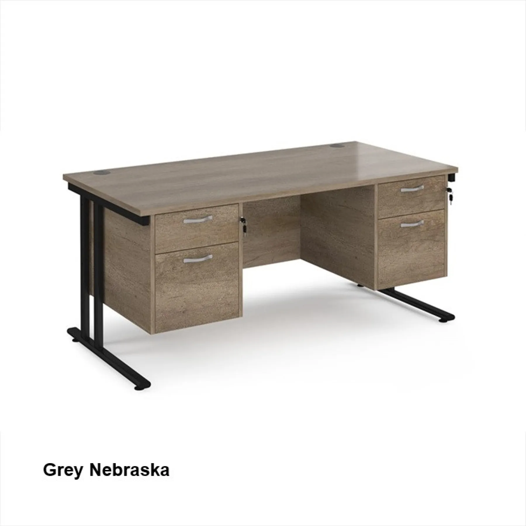 Dams straight desk with fixed two 2 drawer pedestals grey nebraska
