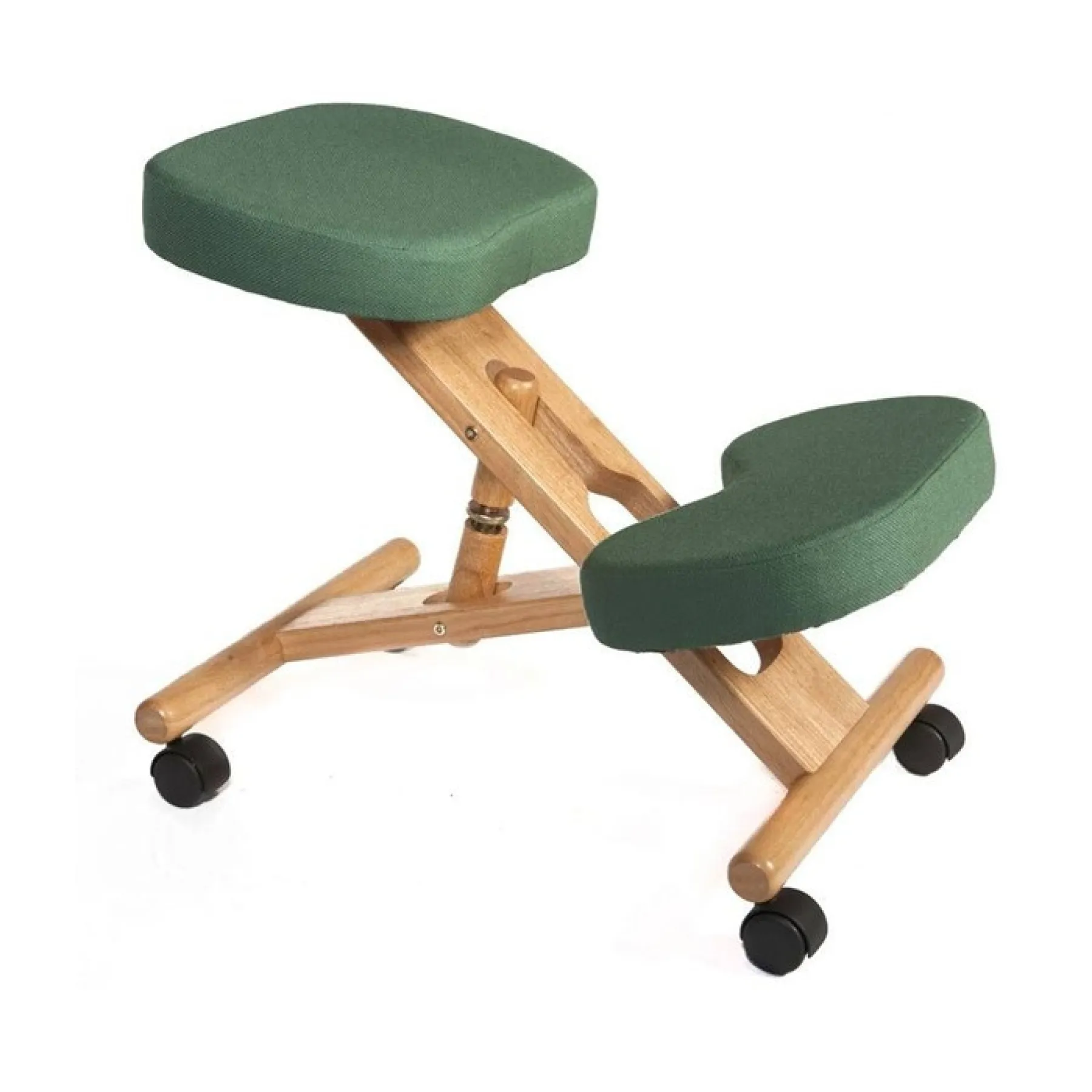 Wooden kneeling chair ergonomic posture office teknik green