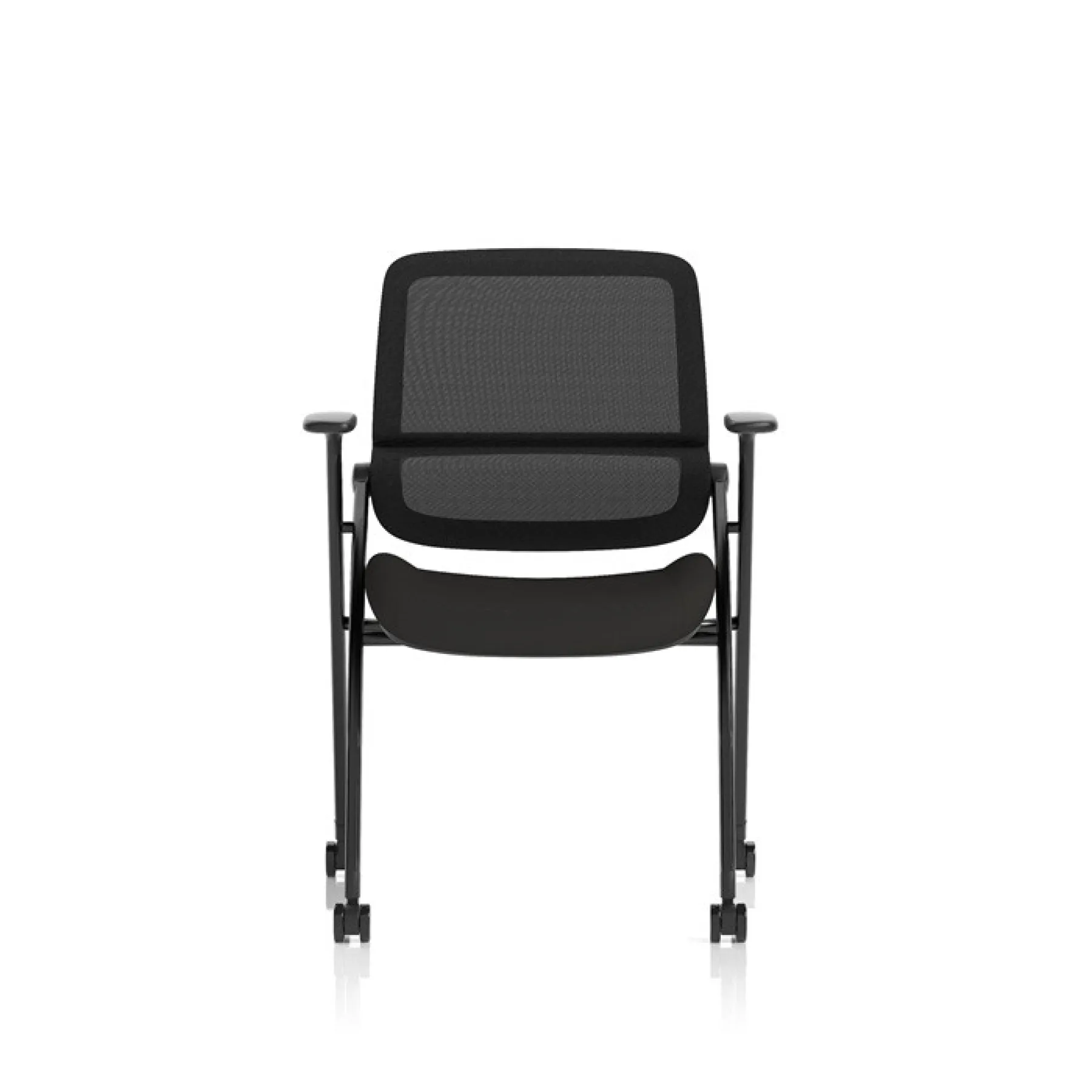 Capra folding mesh back meeting chair black front