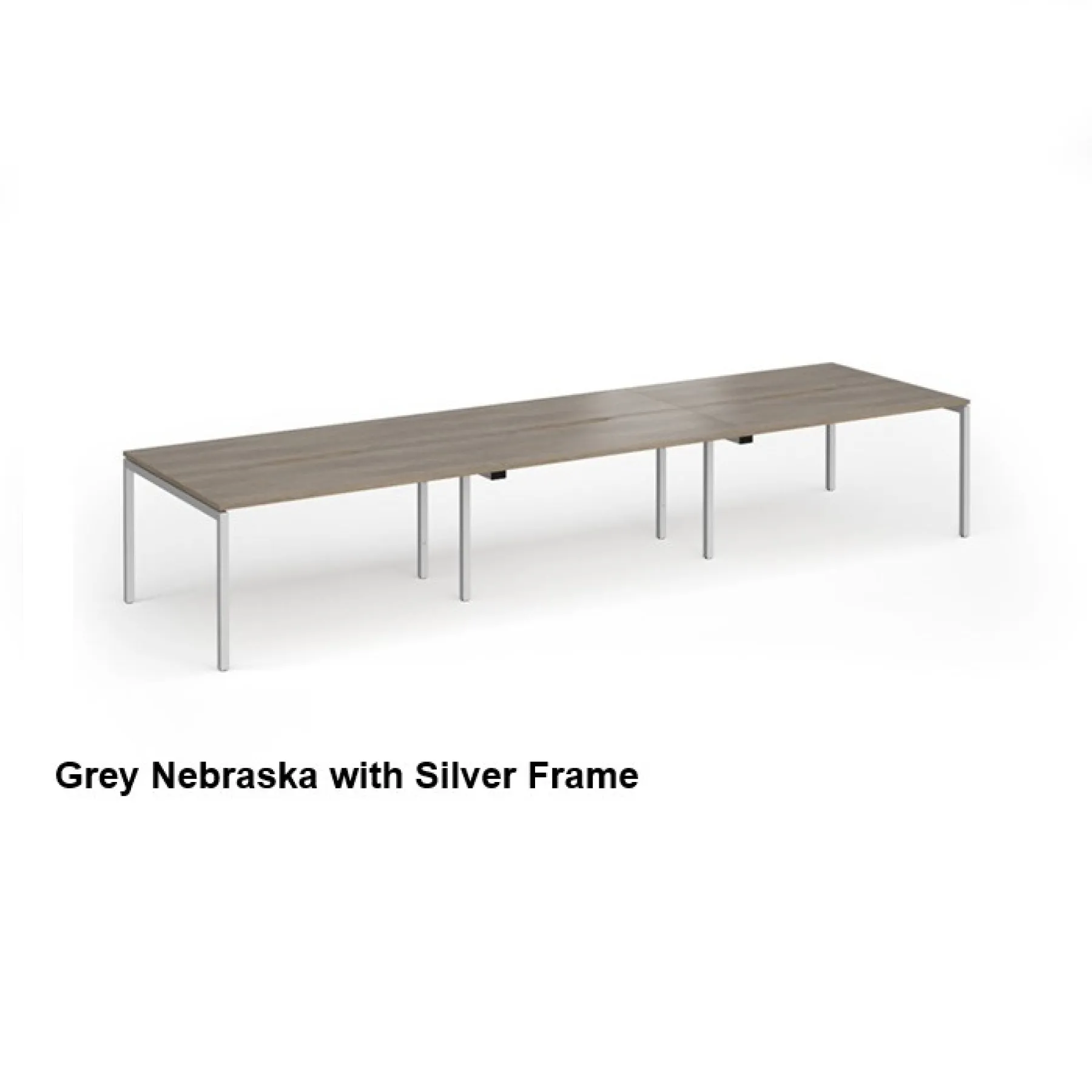 Connex plus six person back to back bench desk grey nebraska silver