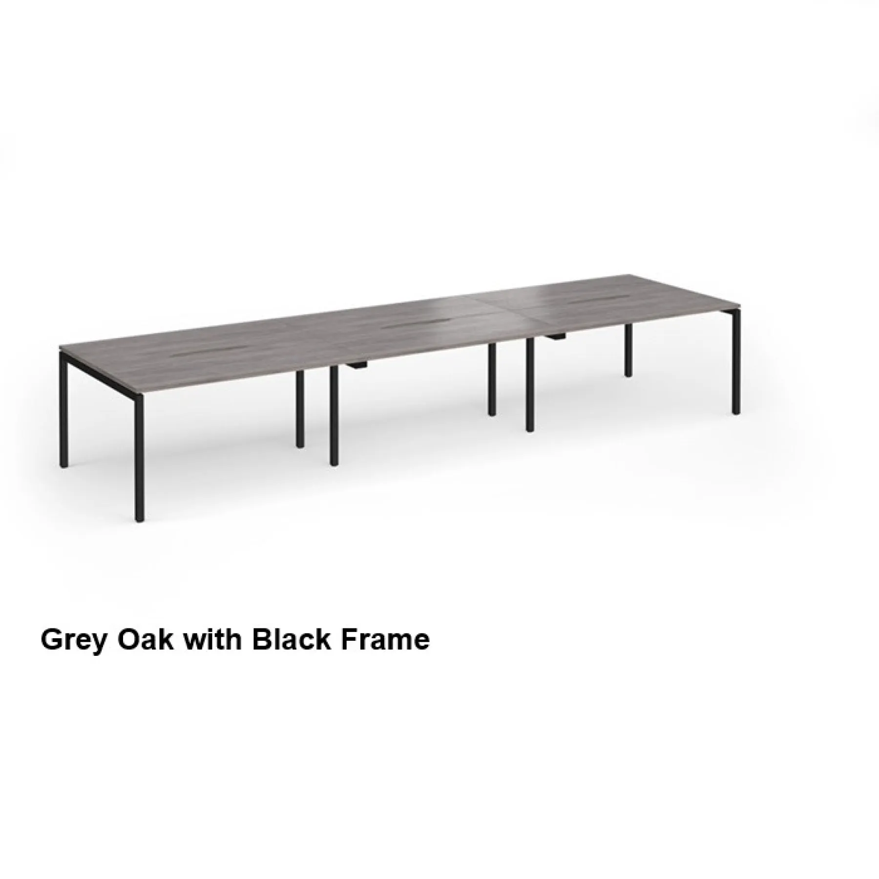 Connex plus six person back to back bench desk grey oak