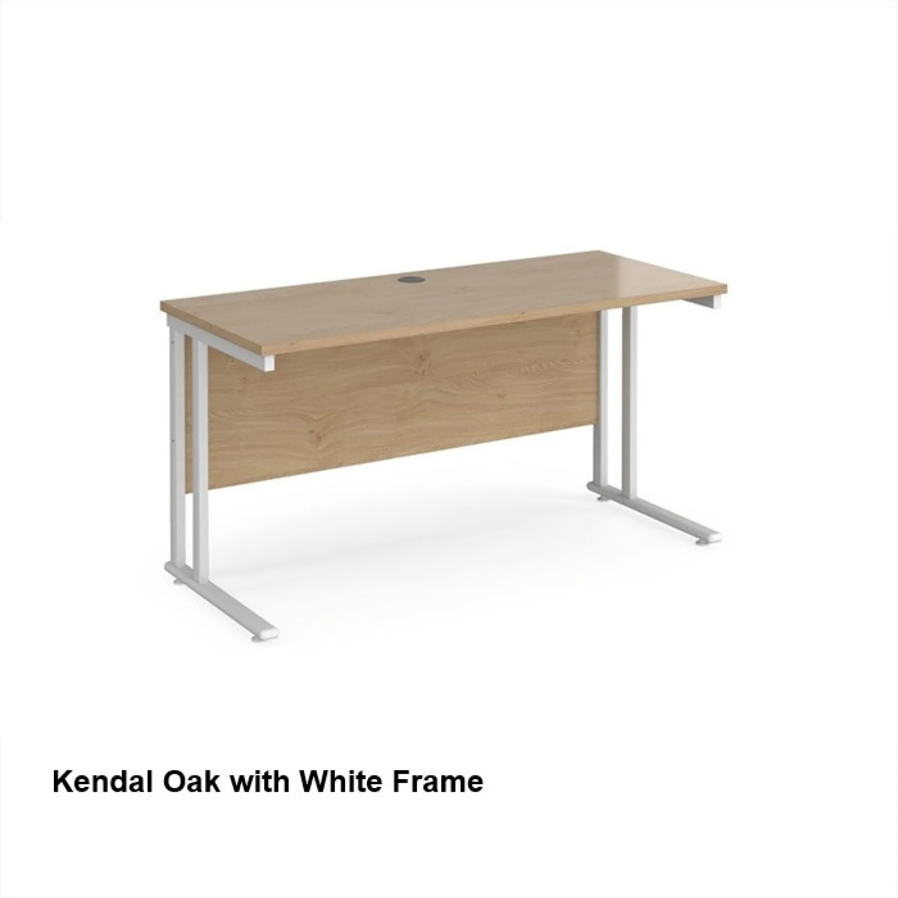 Maestro 25 rectangular slimline desk kendal oak white frame dams 2