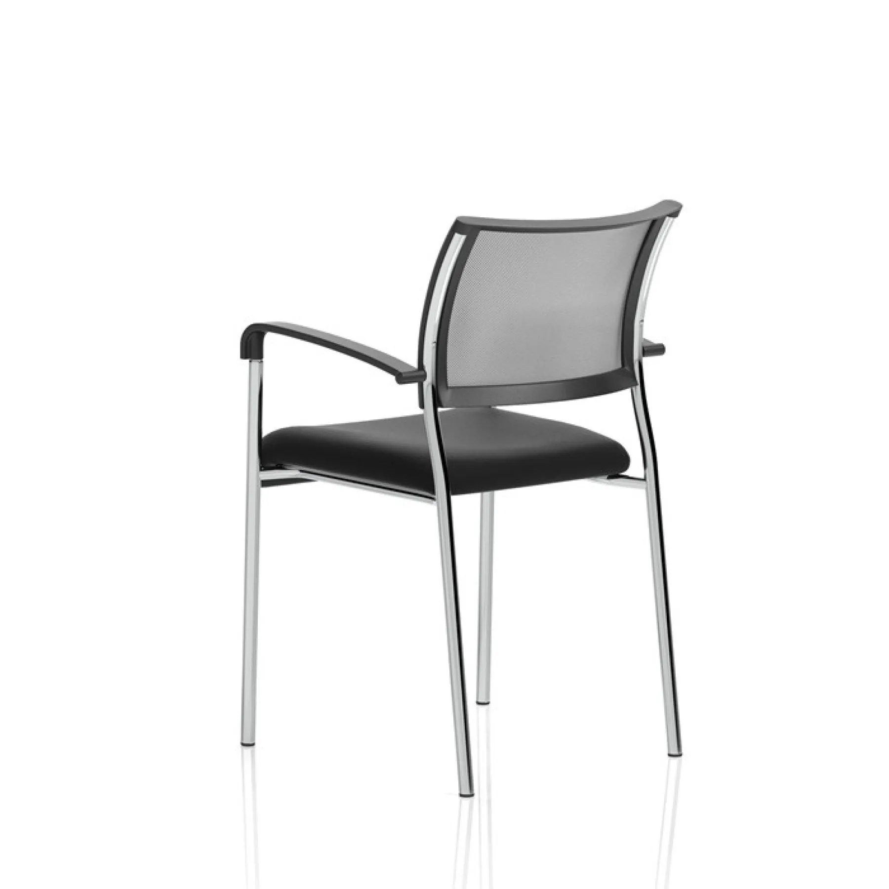 Brunswick mesh back armchair meeting chair rear angle chrome