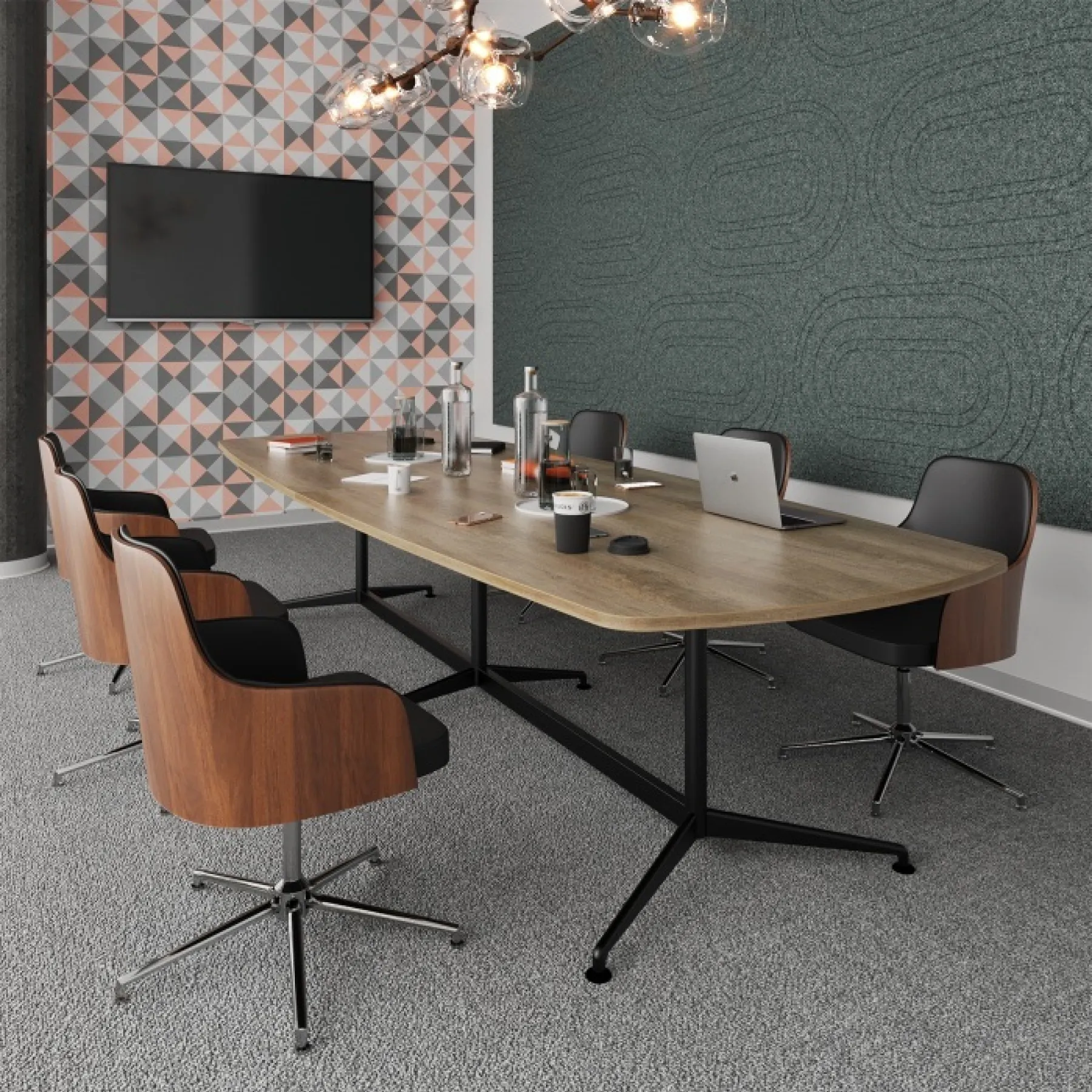 Loft boardroom table kendal oak ltw2412 roomset