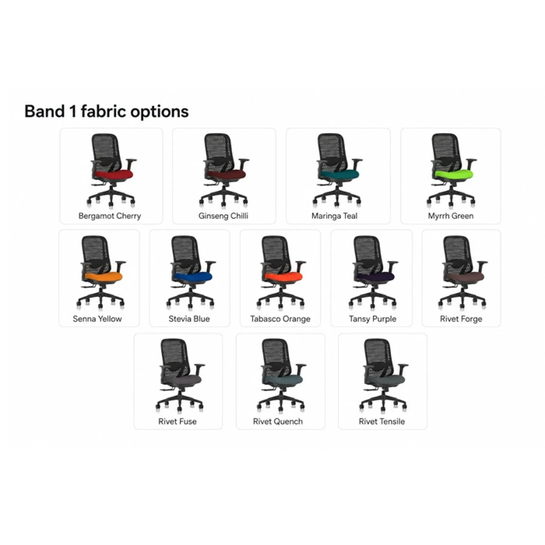 Prism ergonomic mesh back chair fabric options