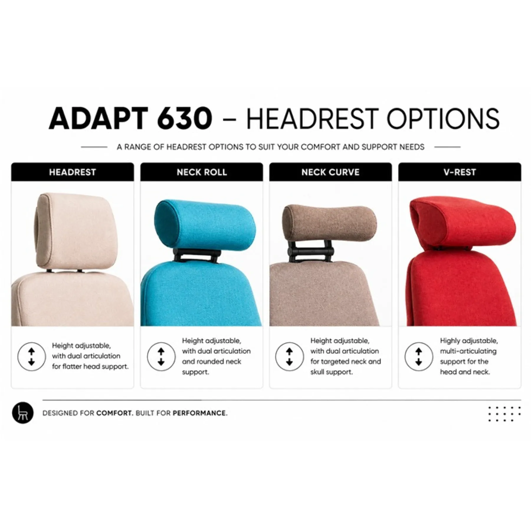 Adapt 630 ergonomic office chair headrest options