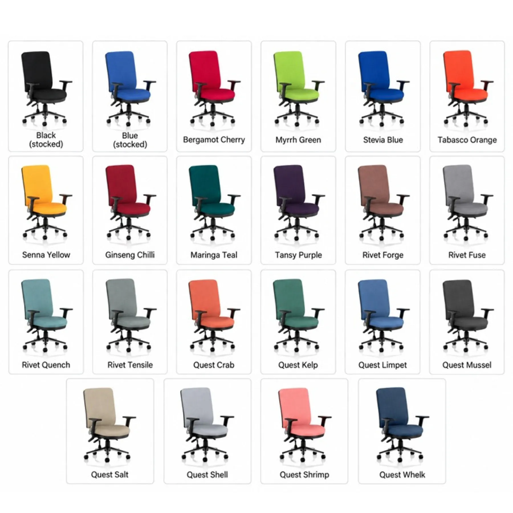 Dynamic chiro high back chair fabric options