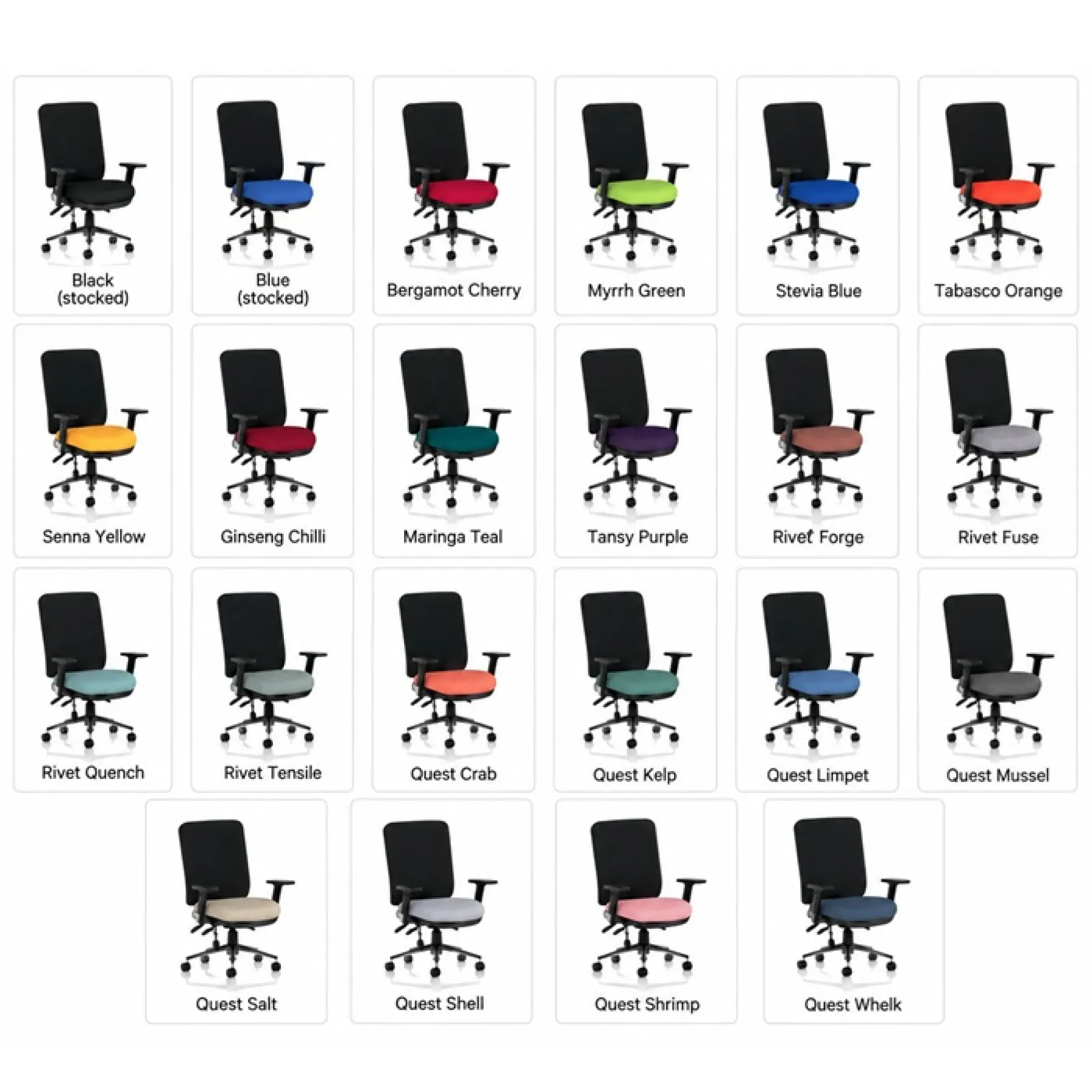 Dynamic chiro high back chair fabric options black back