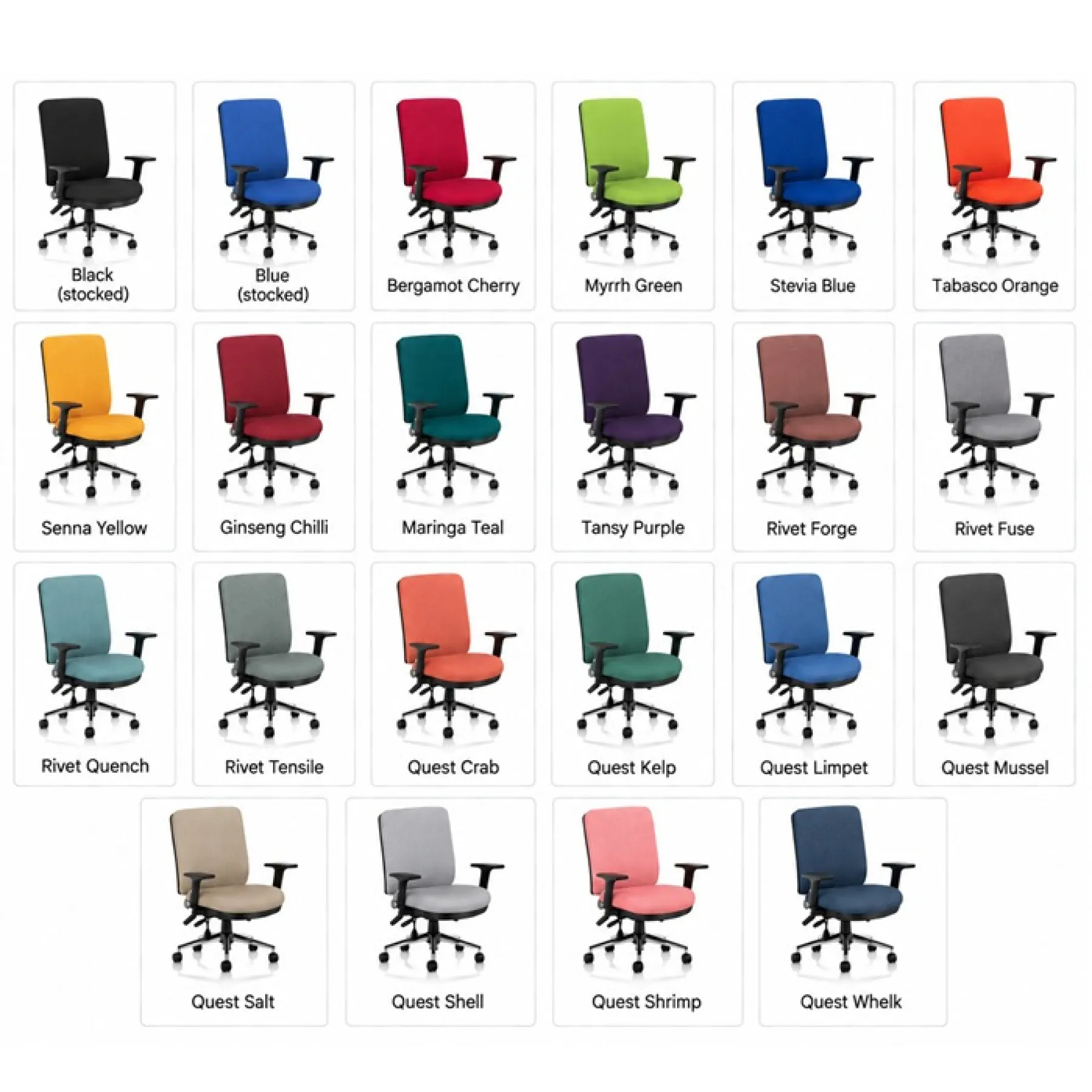 Dynamic chiro medium back chair fabric options