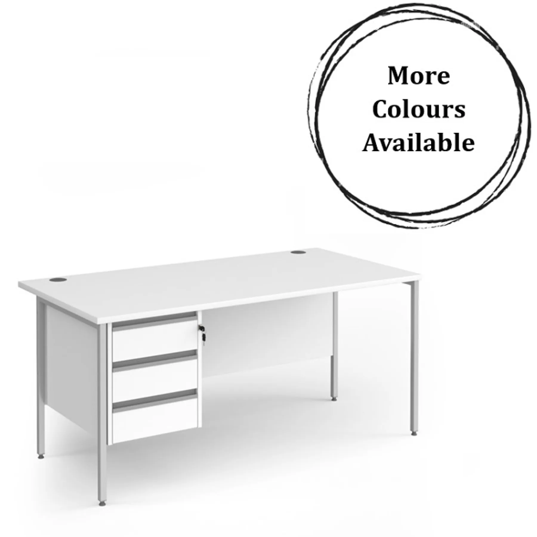 Dams contract 25 h frame desk with drawers white mc